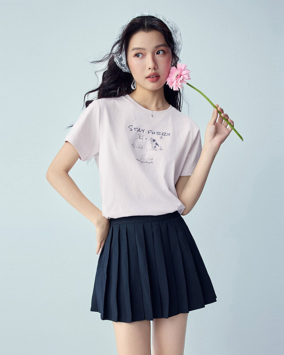 Women’s Crew‑Neck Short‑Sleeve Regular Fit Printed Tee - Giordano Online