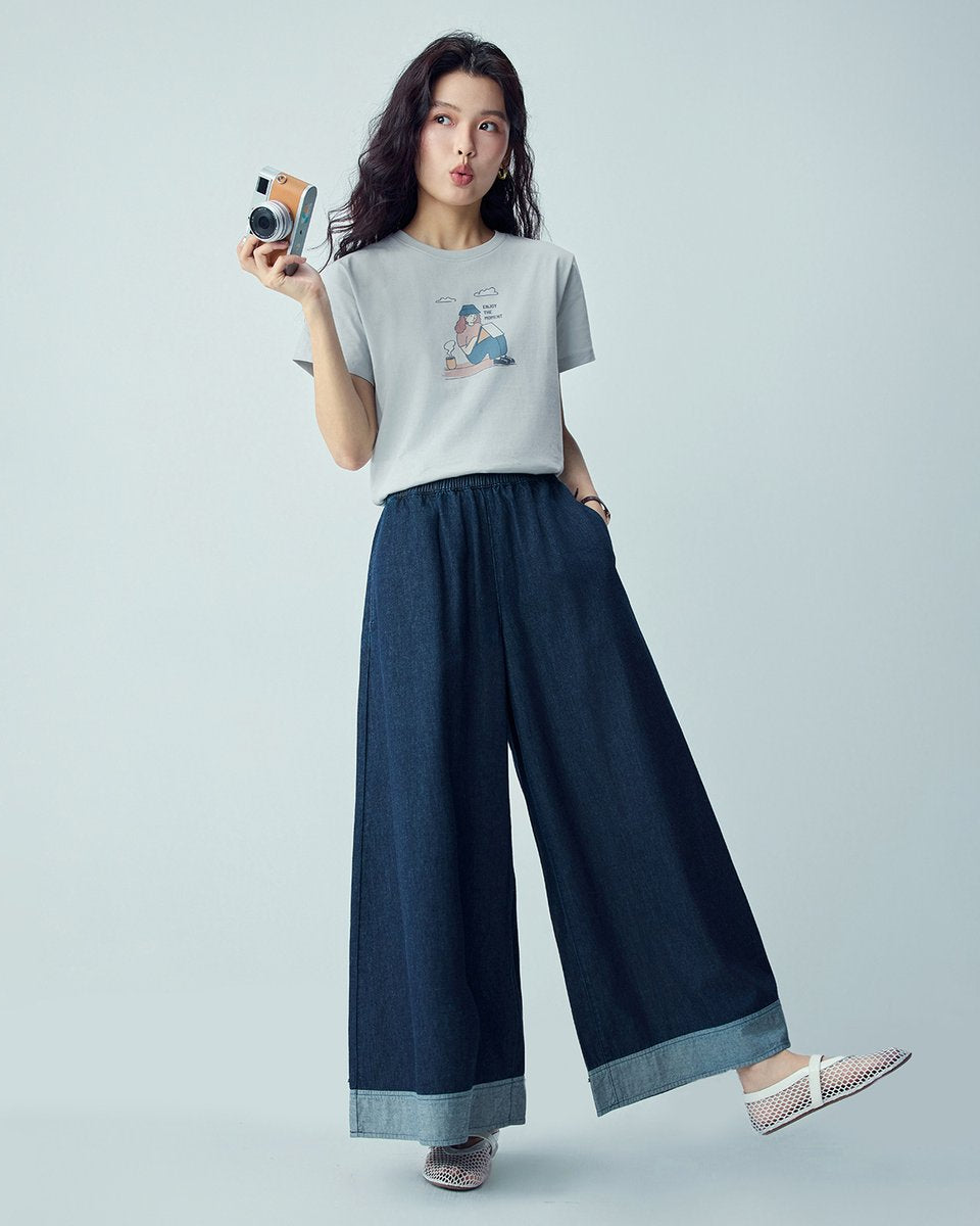 Women’s Crew‑Neck Short‑Sleeve Regular Fit Printed Tee - Giordano Online