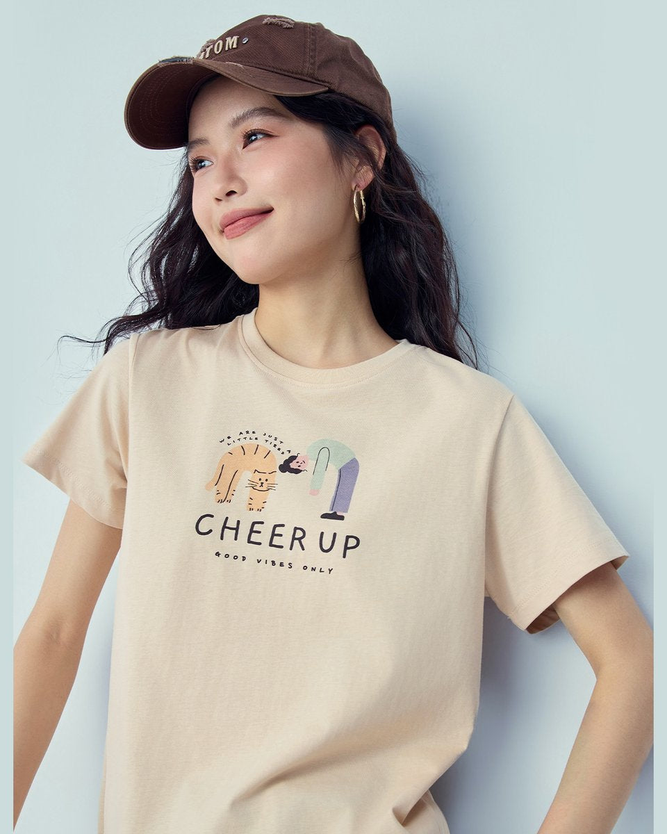 Women’s Crew‑Neck Short‑Sleeve Regular Fit Printed Tee - Giordano Online