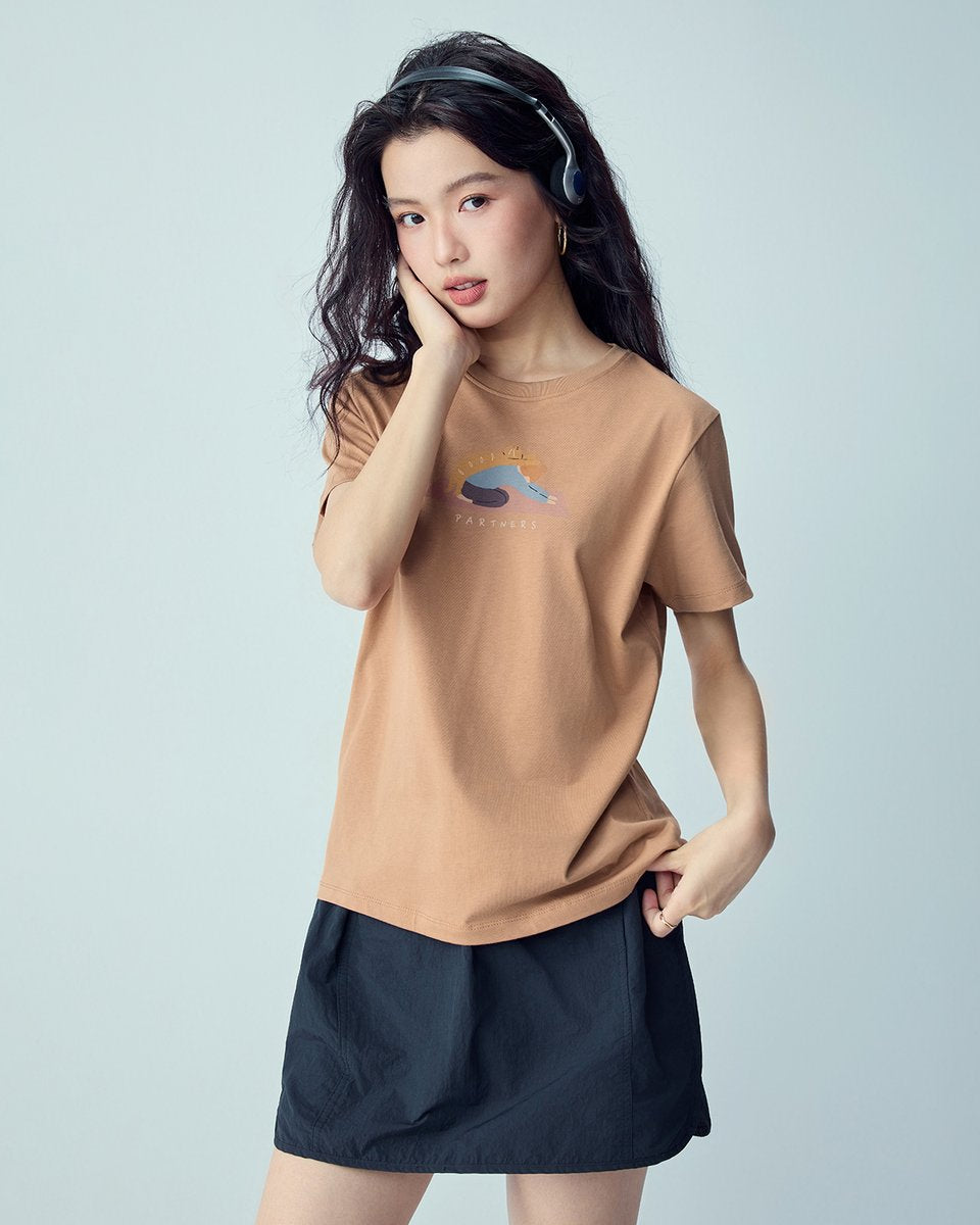 Women’s Crew‑Neck Short‑Sleeve Regular Fit Printed Tee - Giordano Online