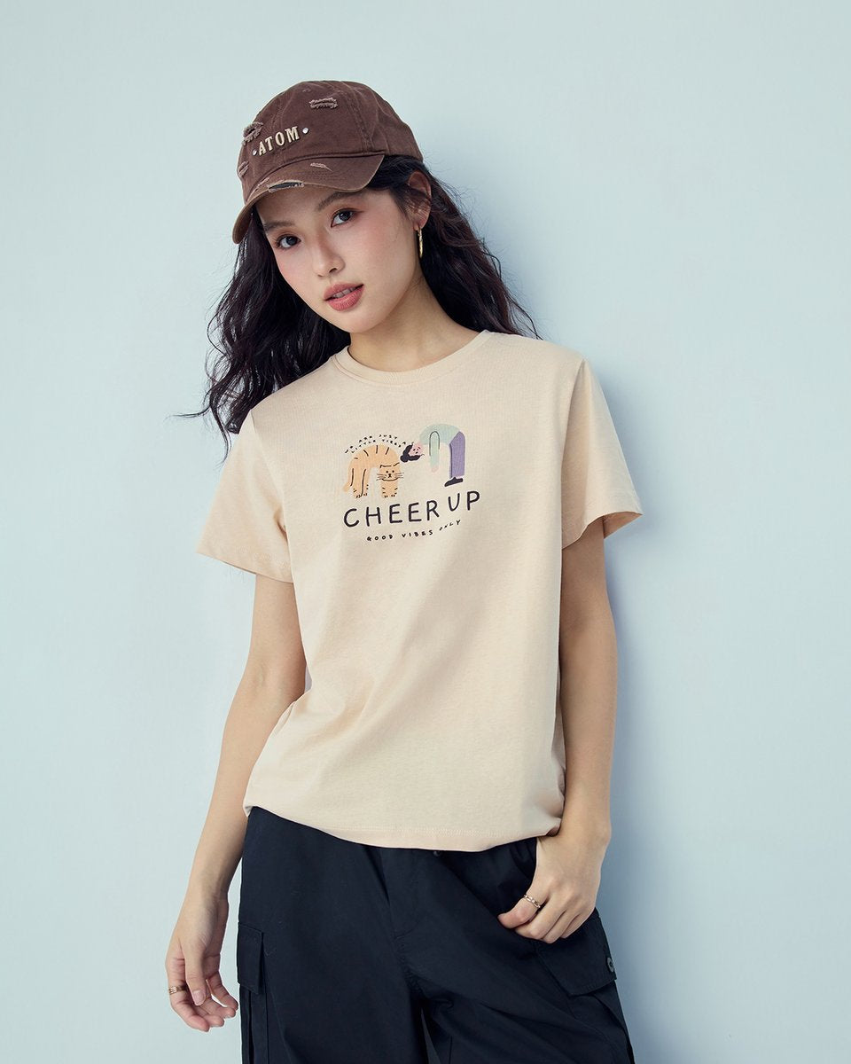 Women’s Crew‑Neck Short‑Sleeve Regular Fit Printed Tee - Giordano Online