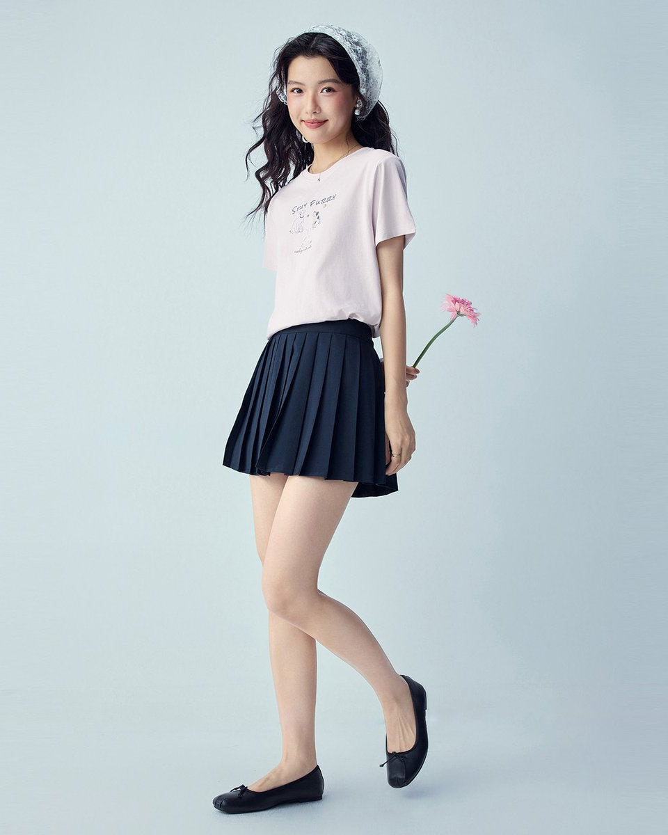 Women’s Crew‑Neck Short‑Sleeve Regular Fit Printed Tee - Giordano Online