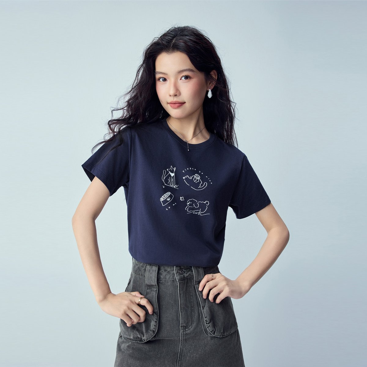 Women’s Crew‑Neck Short‑Sleeve Regular Fit Printed Tee - Giordano Online