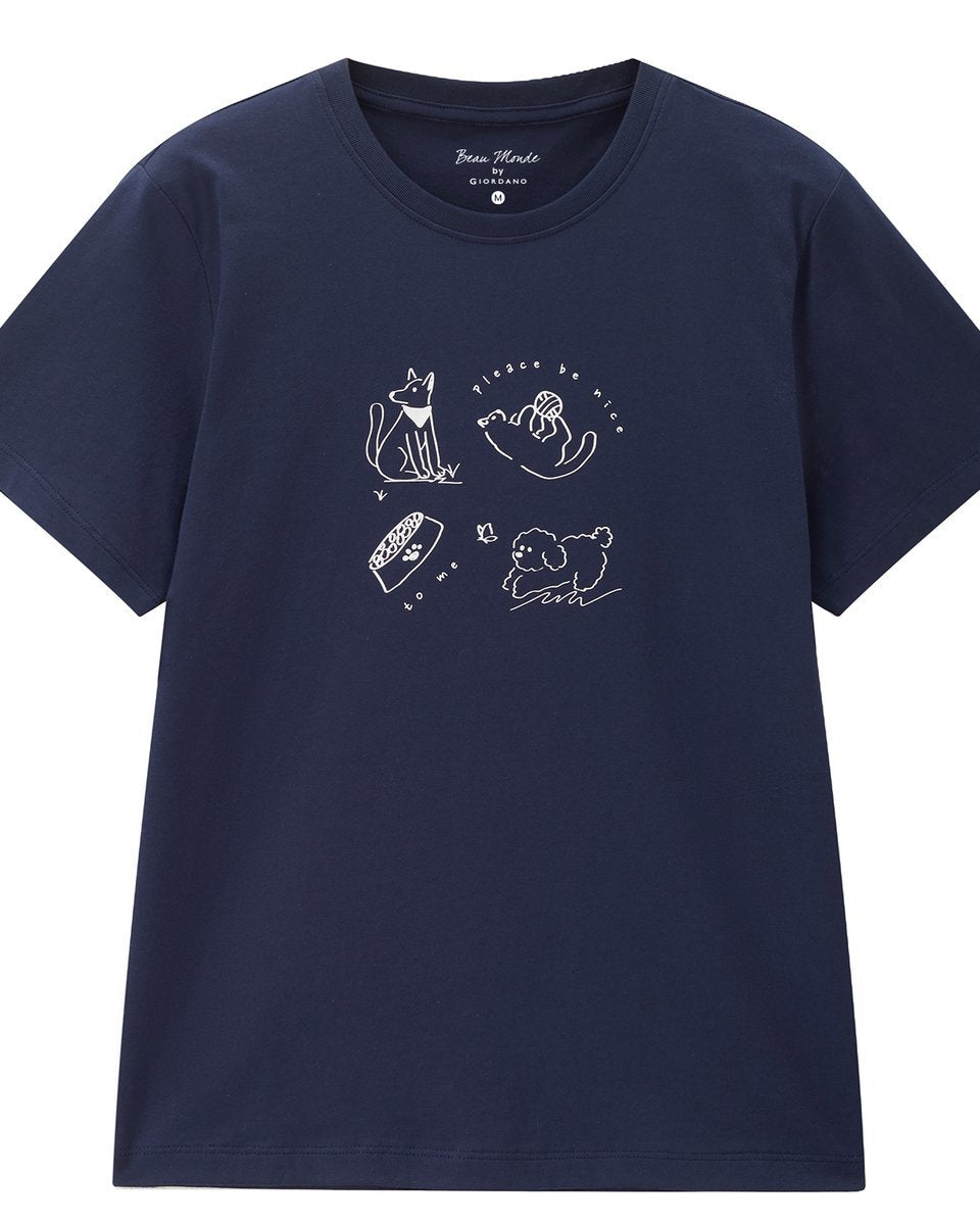 Women’s Crew‑Neck Short‑Sleeve Regular Fit Printed Tee - Giordano Online