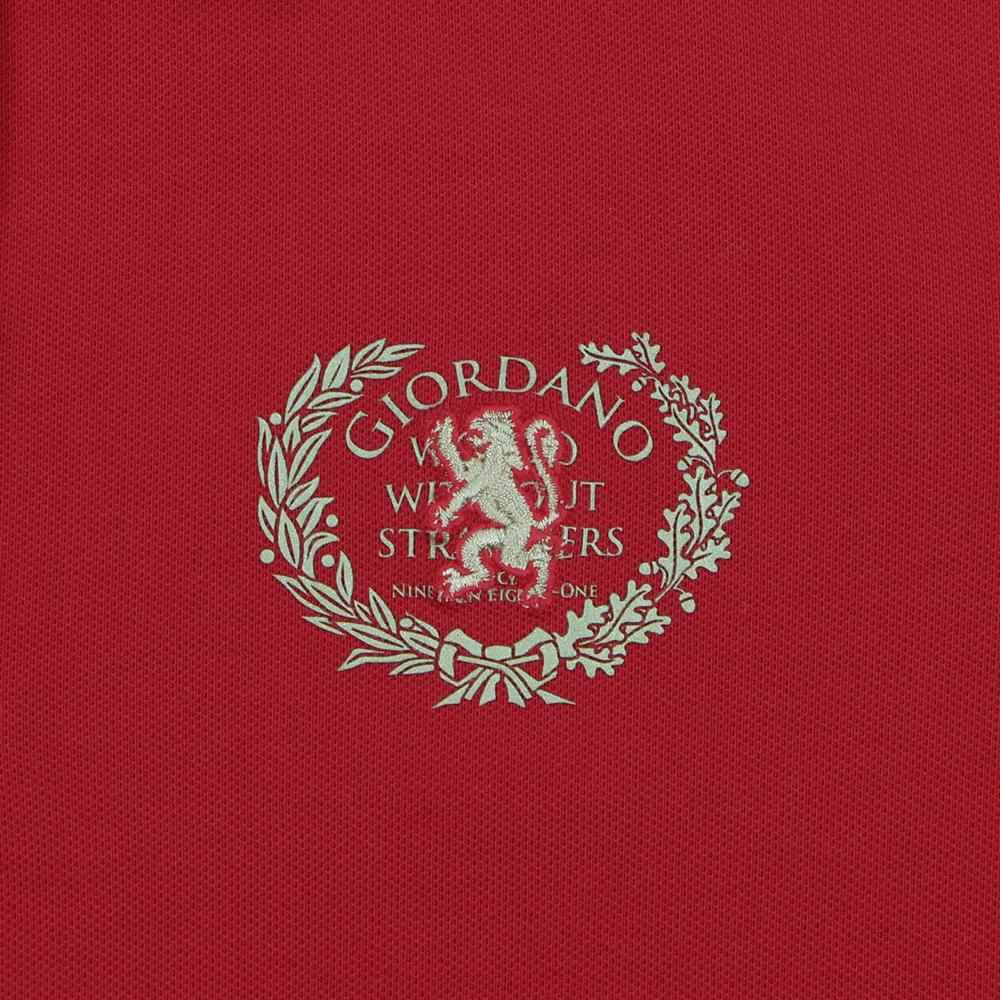 Women’s Short Sleeve Classic Slim Fit Embroidered Polo Shirt - Red - Giordano Online