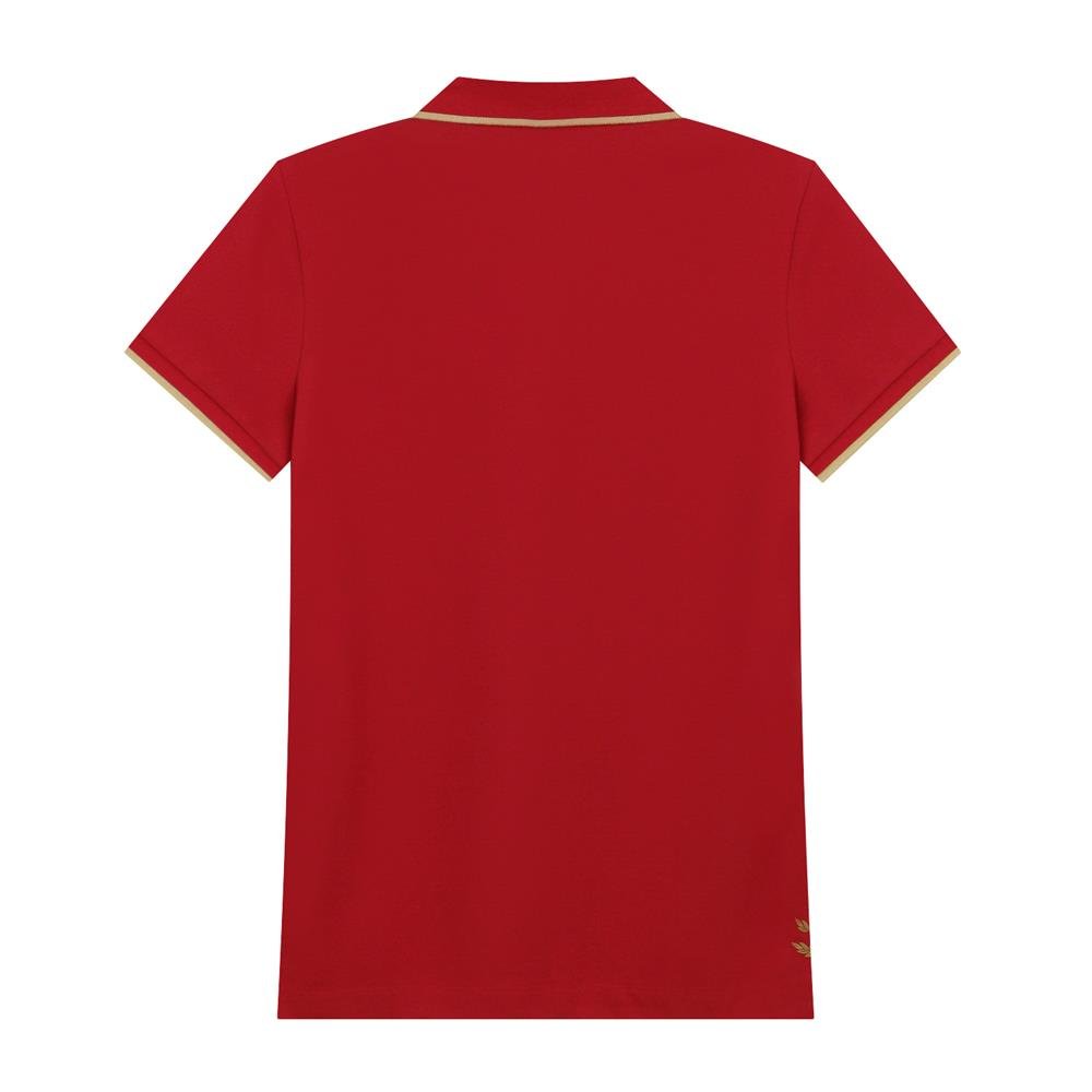 Women’s Short Sleeve Classic Slim Fit Embroidered Polo Shirt - Red - Giordano Online