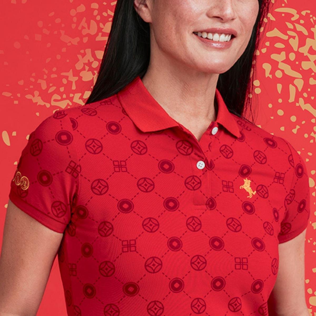 Women’s Slim Fit Patterned Cotton Polo - Red - Giordano Online