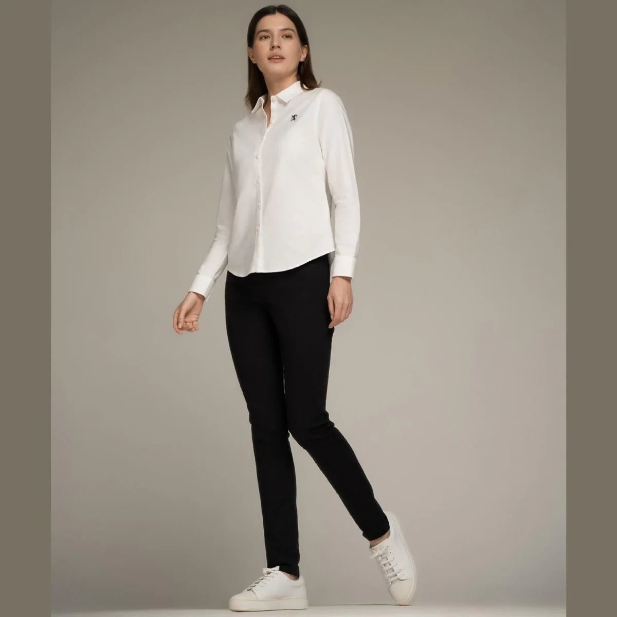 Women's Slim Taper Mid Rise Stretch Khaki Pants - Black - Giordano