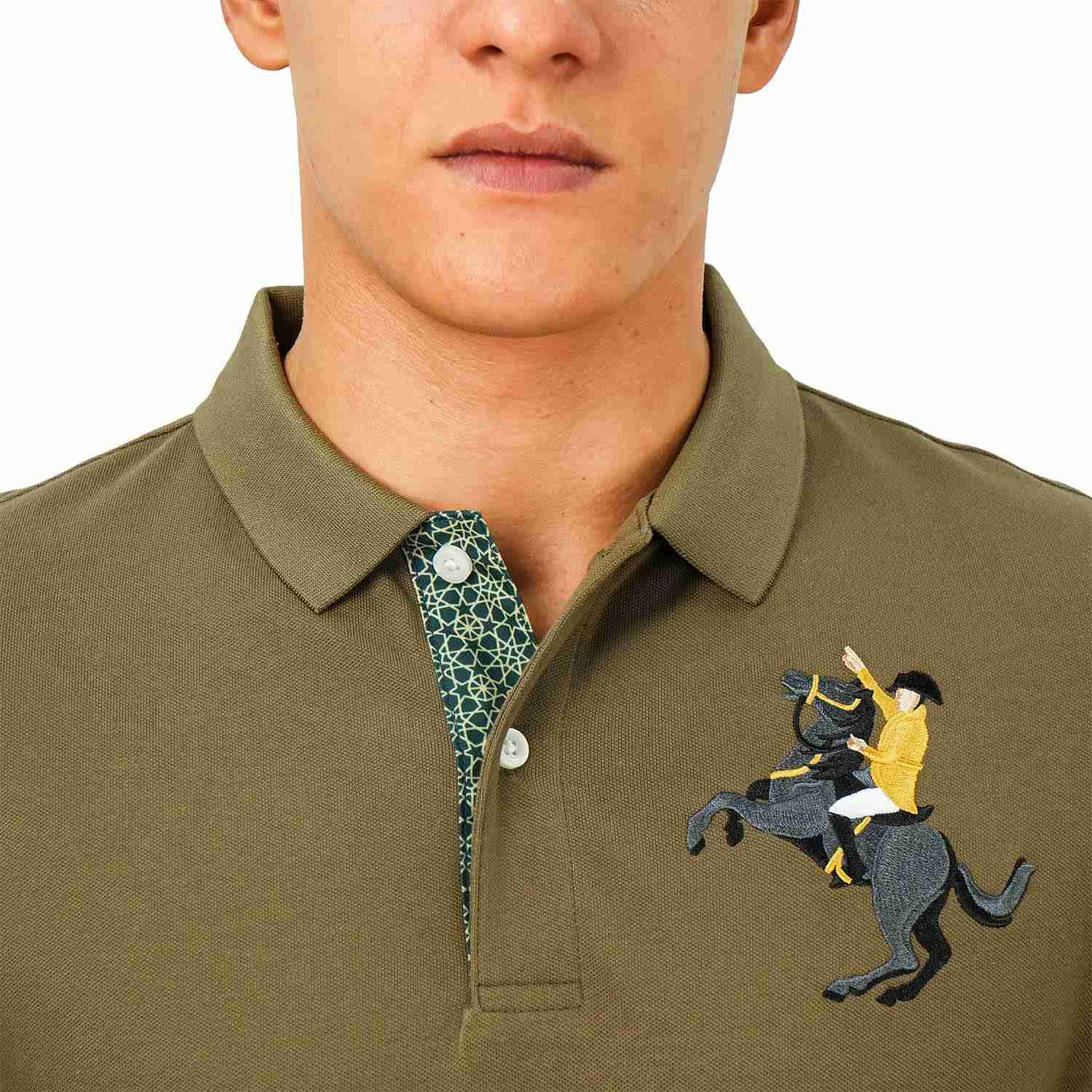 Men's Slim Fit Cotton Short Sleeve Napoleon Polo - Image 3