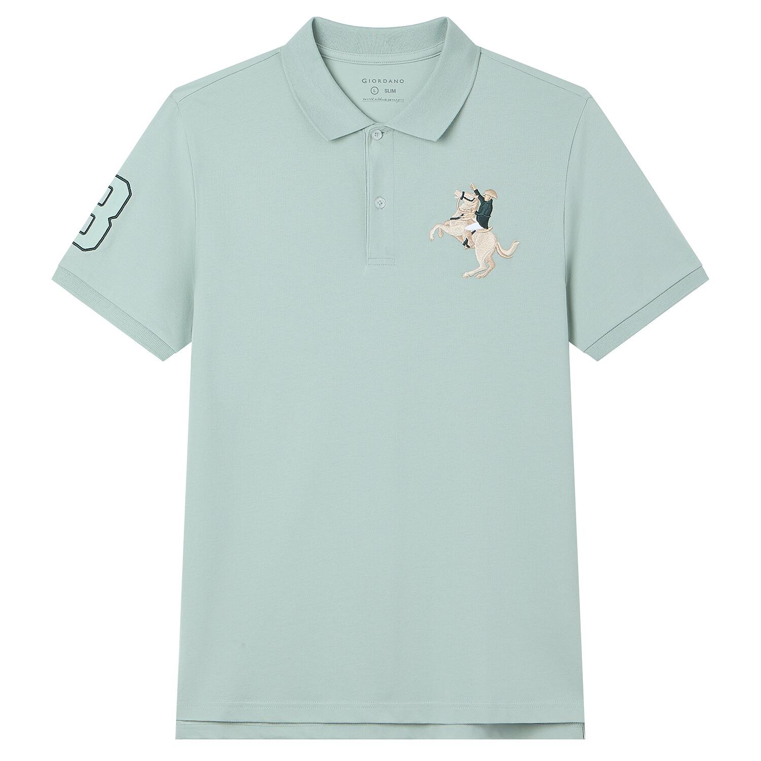 Men's Slim Fit Napoleon Embroidery Lycra Pique Polo - Image 1