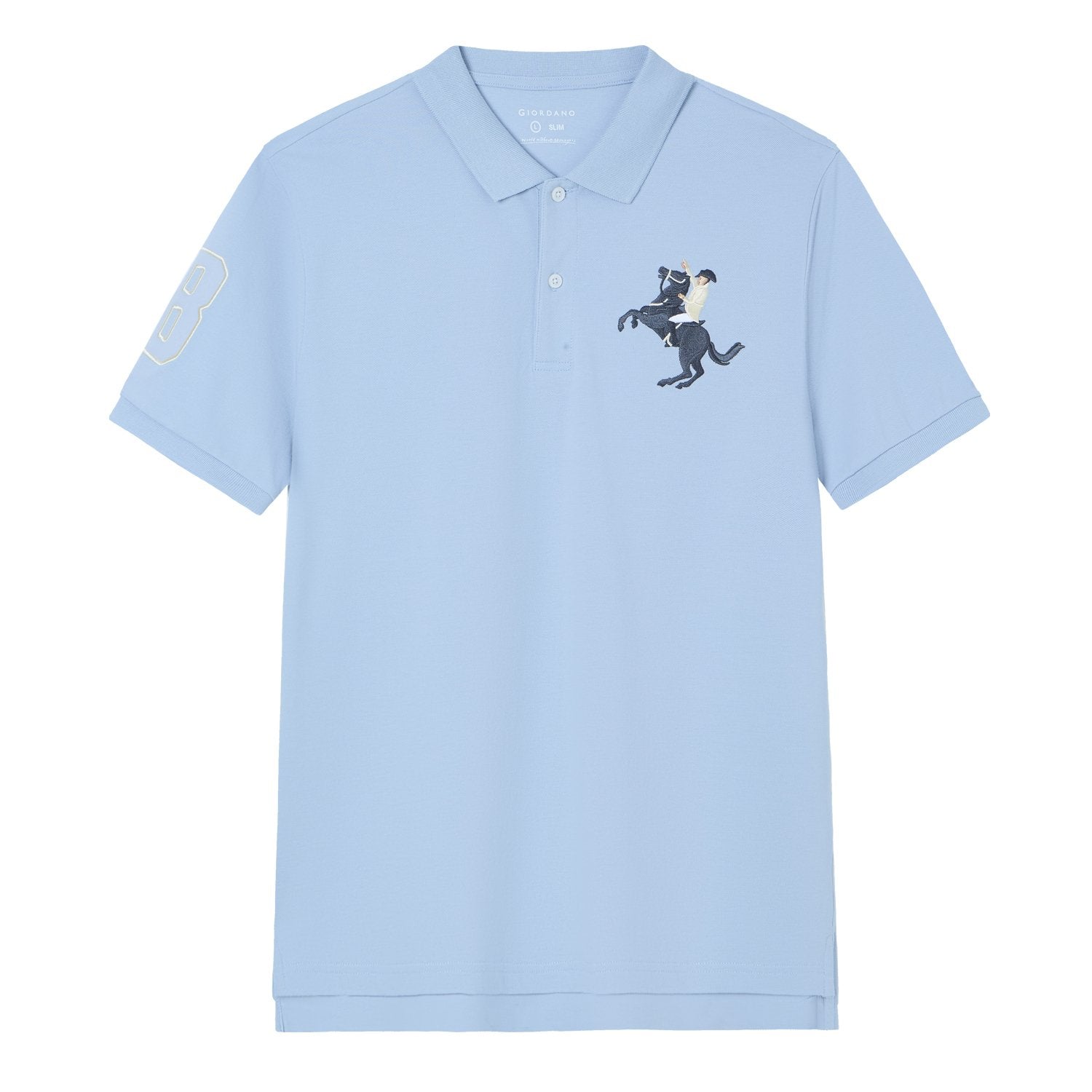 Men's Slim Fit Napoleon Embroidery Lycra Pique Polo - Image 1