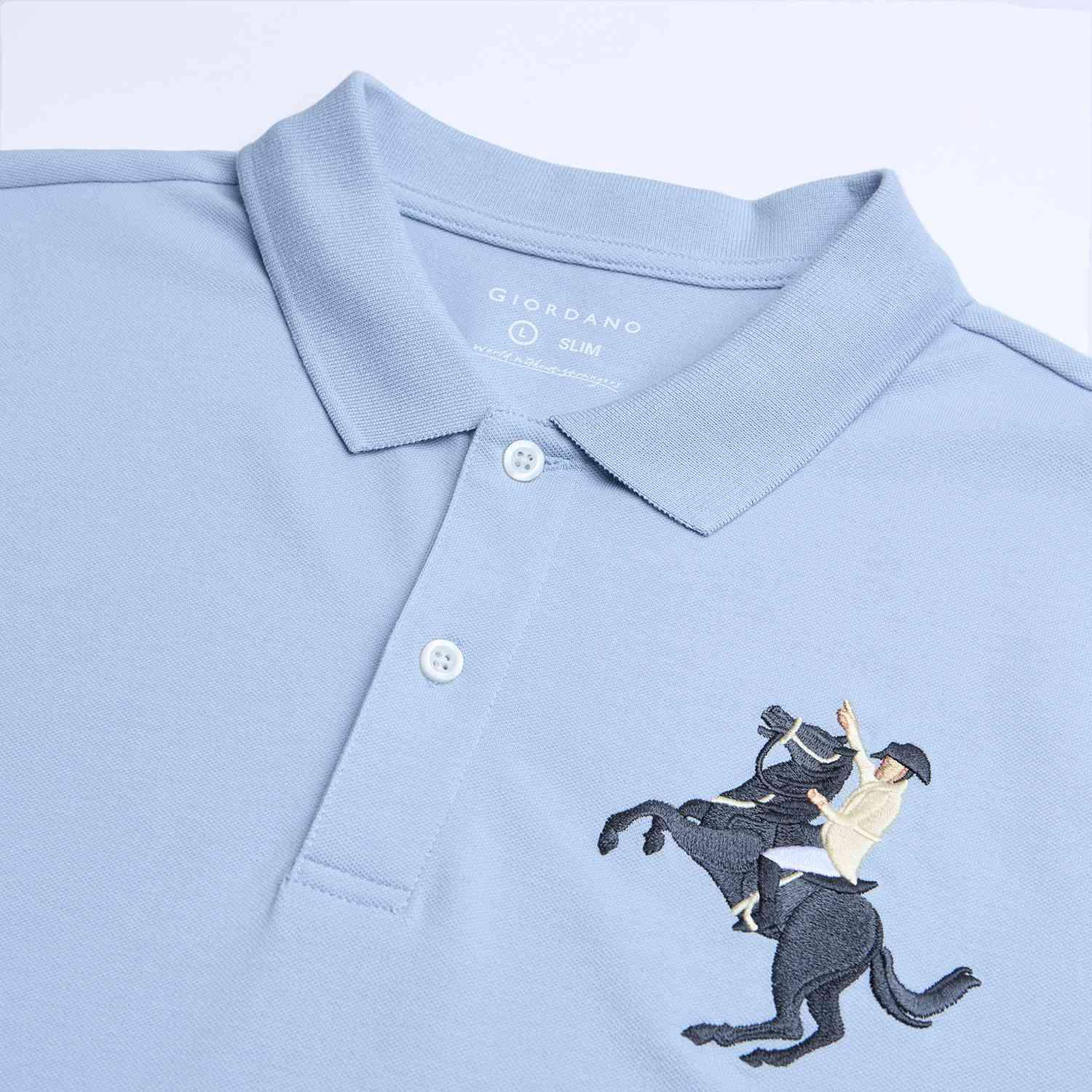 Men's Slim Fit Napoleon Embroidery Lycra Pique Polo - Image 3