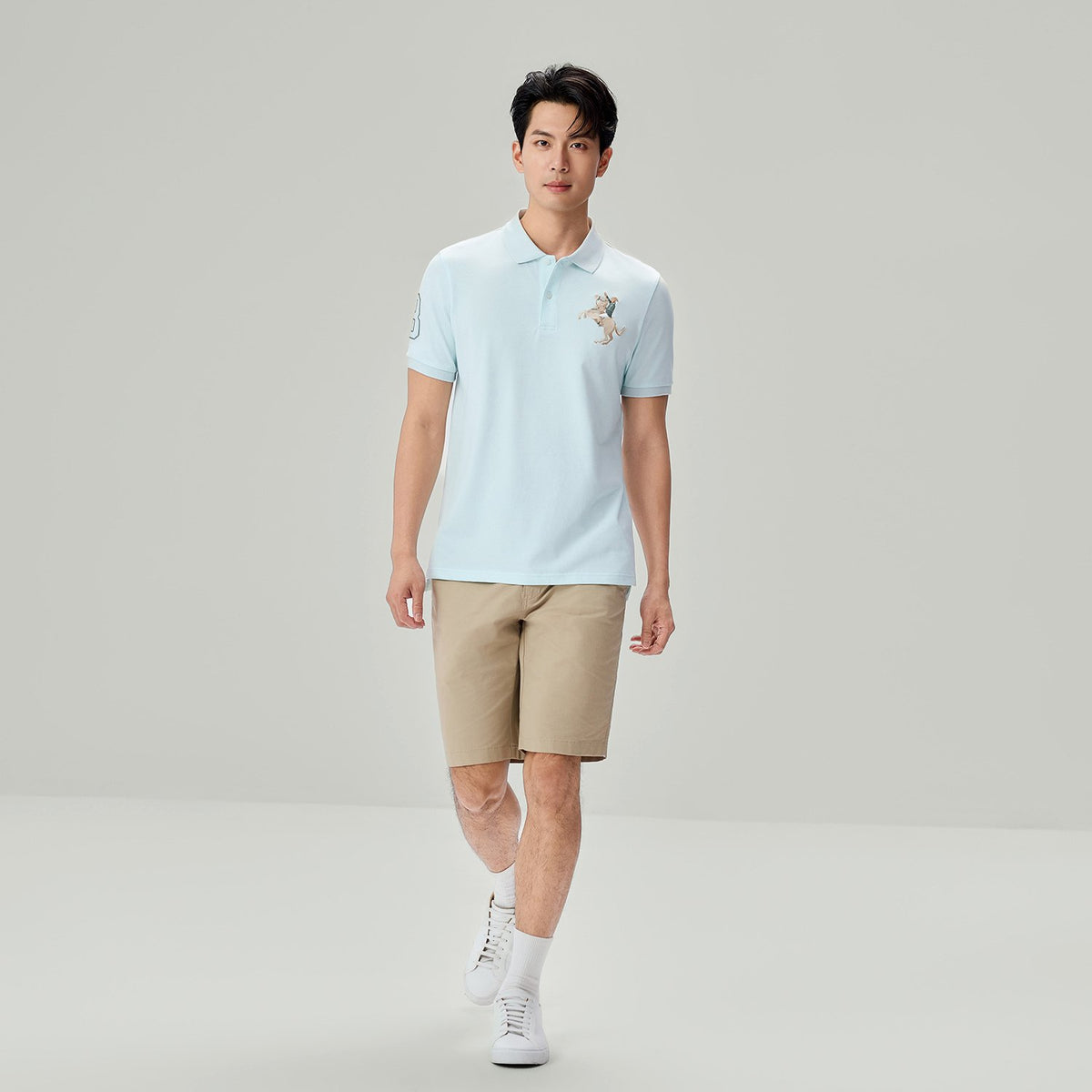Men's Slim Fit Napoleon Embroidery Lycra Pique Polo - Image 1