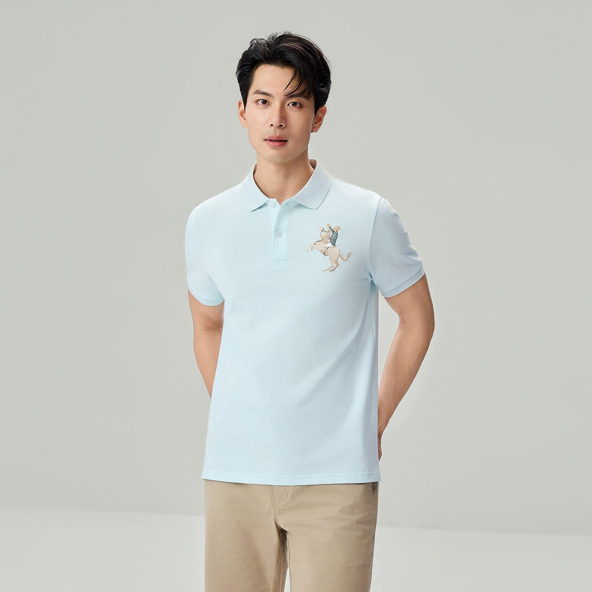 Men's Slim Fit Napoleon Embroidery Lycra Pique Polo - Image 3