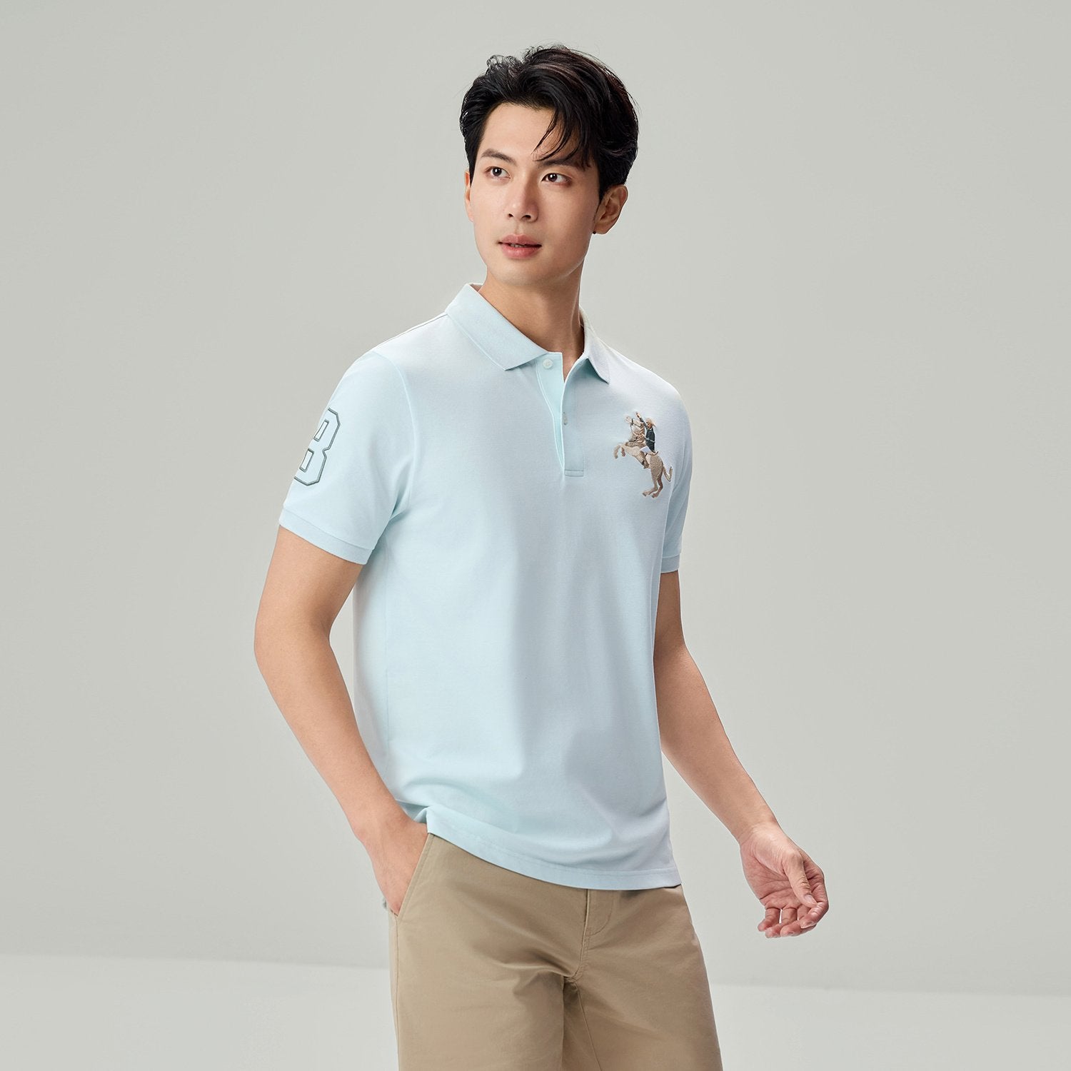 Men's Slim Fit Napoleon Embroidery Lycra Pique Polo - Image 4