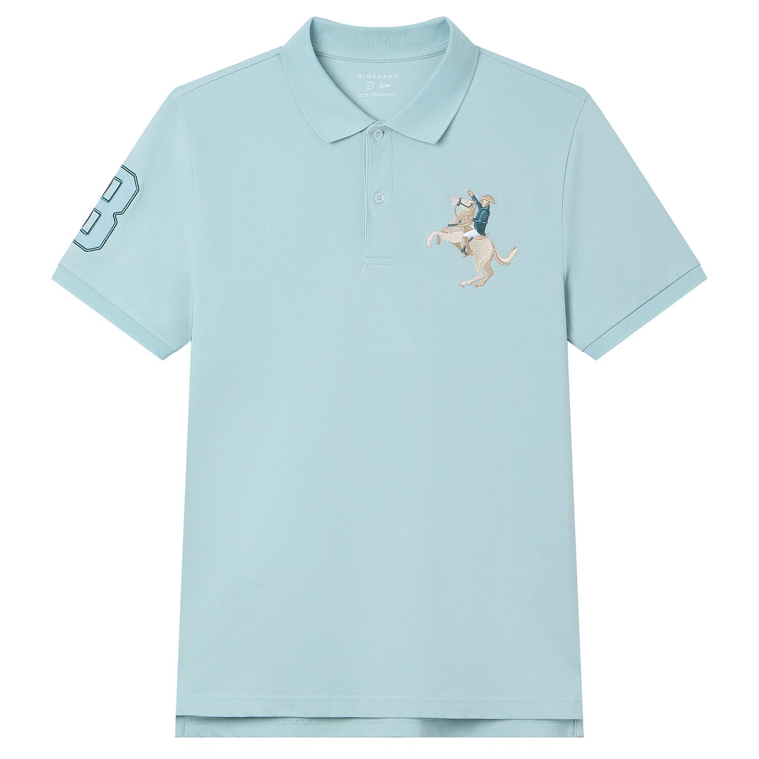 Men's Slim Fit Napoleon Embroidery Lycra Pique Polo - Image 1