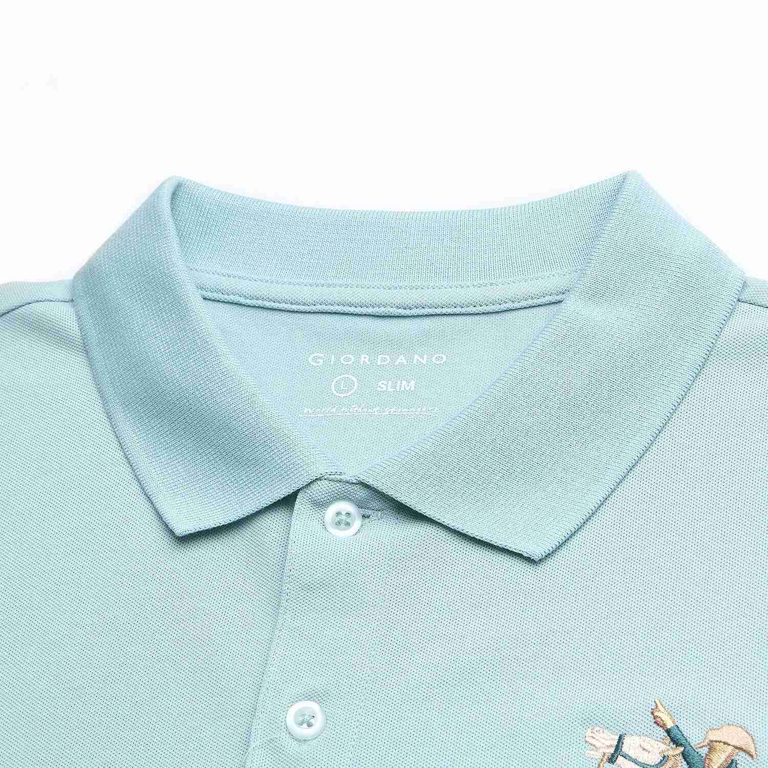 Men's Slim Fit Napoleon Embroidery Lycra Pique Polo - Image 3