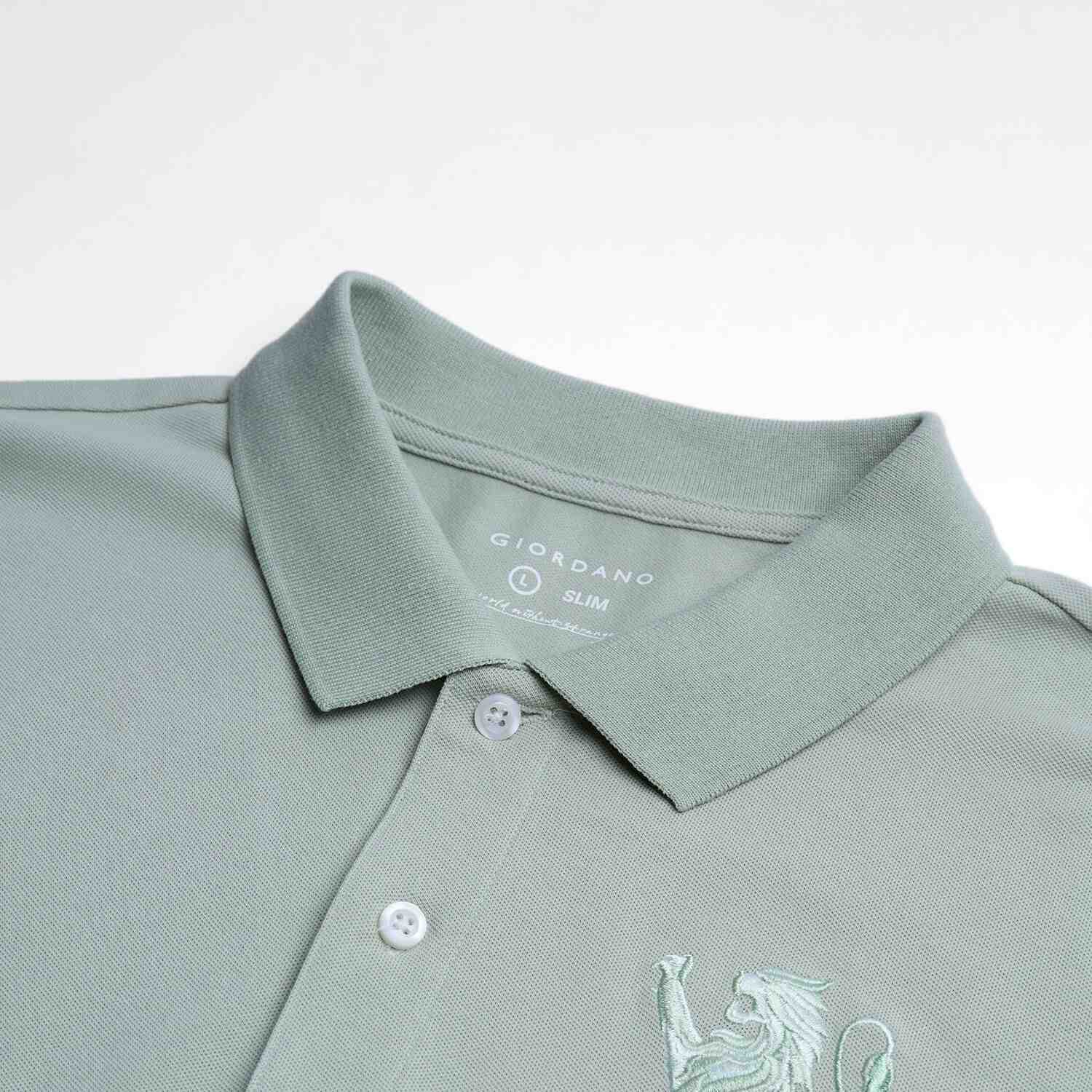 Men's Slim Fit 3D Lion Embroidery Lycra Pique Polo - Image 8