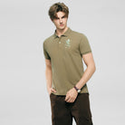Men's Slim Fit 3D Lion Embroidery Lycra Pique Polo - Image 3