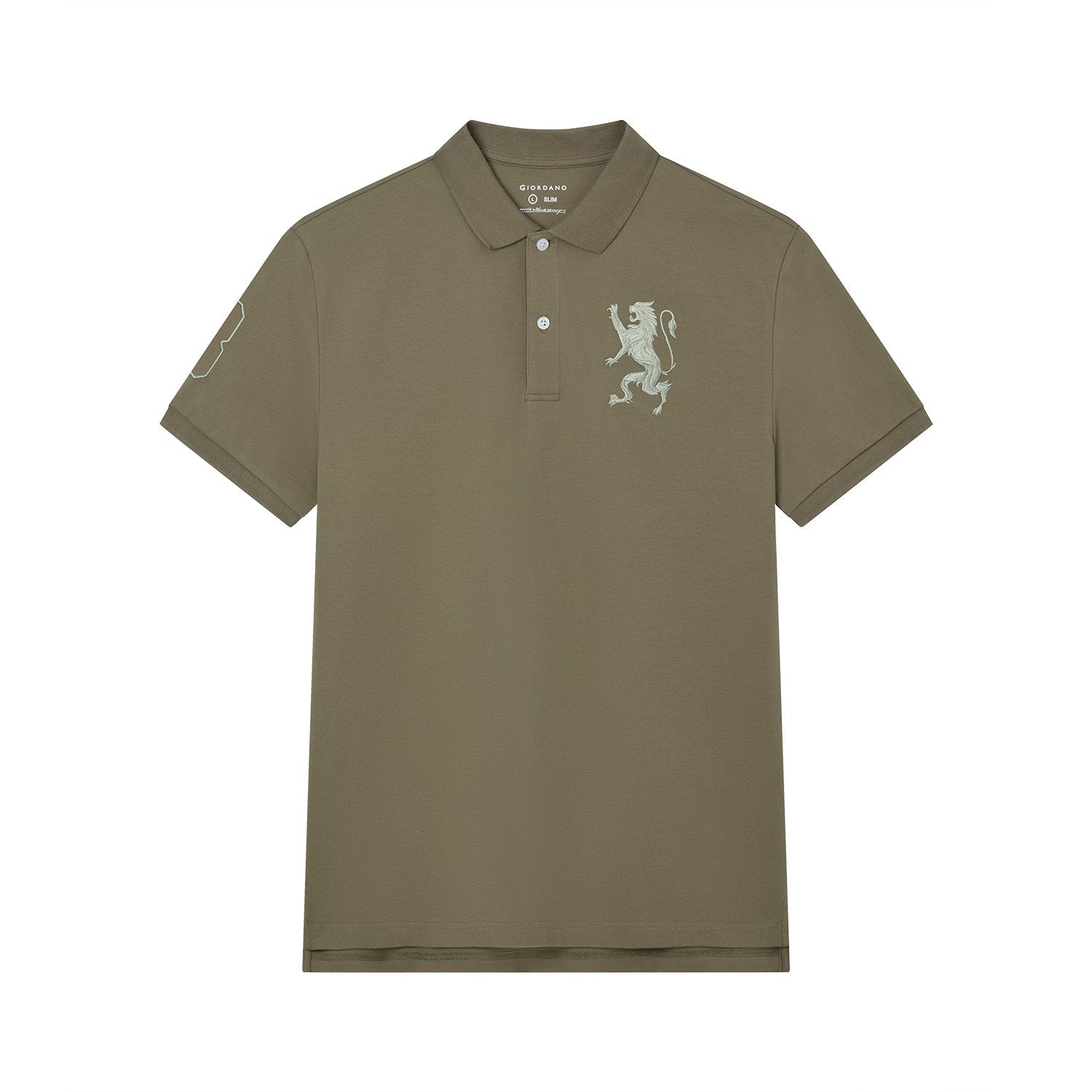 Men's Slim Fit 3D Lion Embroidery Lycra Pique Polo - Image 6