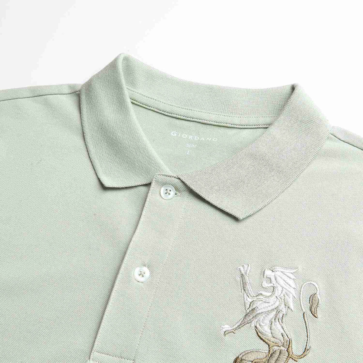 Men's Slim Fit 3D Lion Embroidery Lycra Pique Polo - Image 8