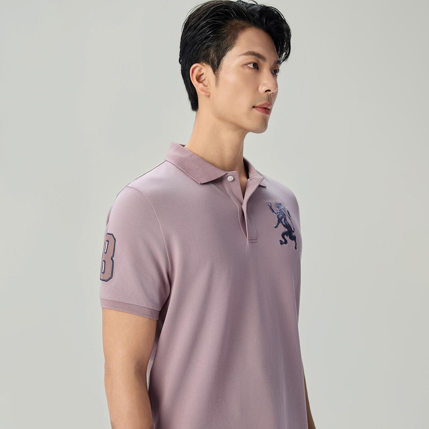 Men's Slim Fit 3D Lion Embroidery Lycra Pique Polo - Image 5