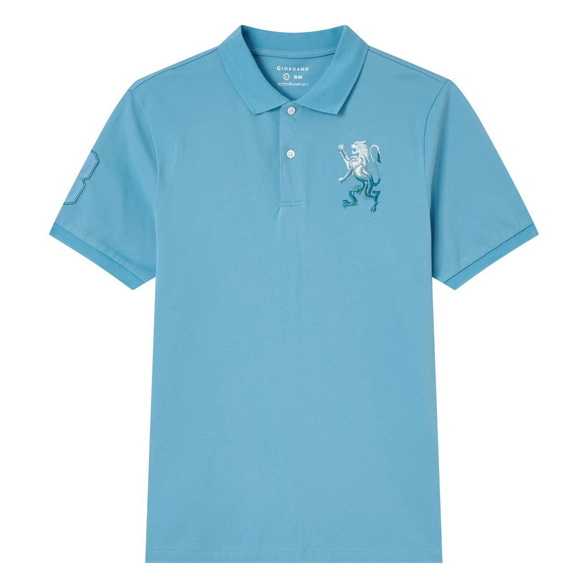 Men's Slim Fit 3D Lion Embroidery Lycra Pique Polo - Image 6