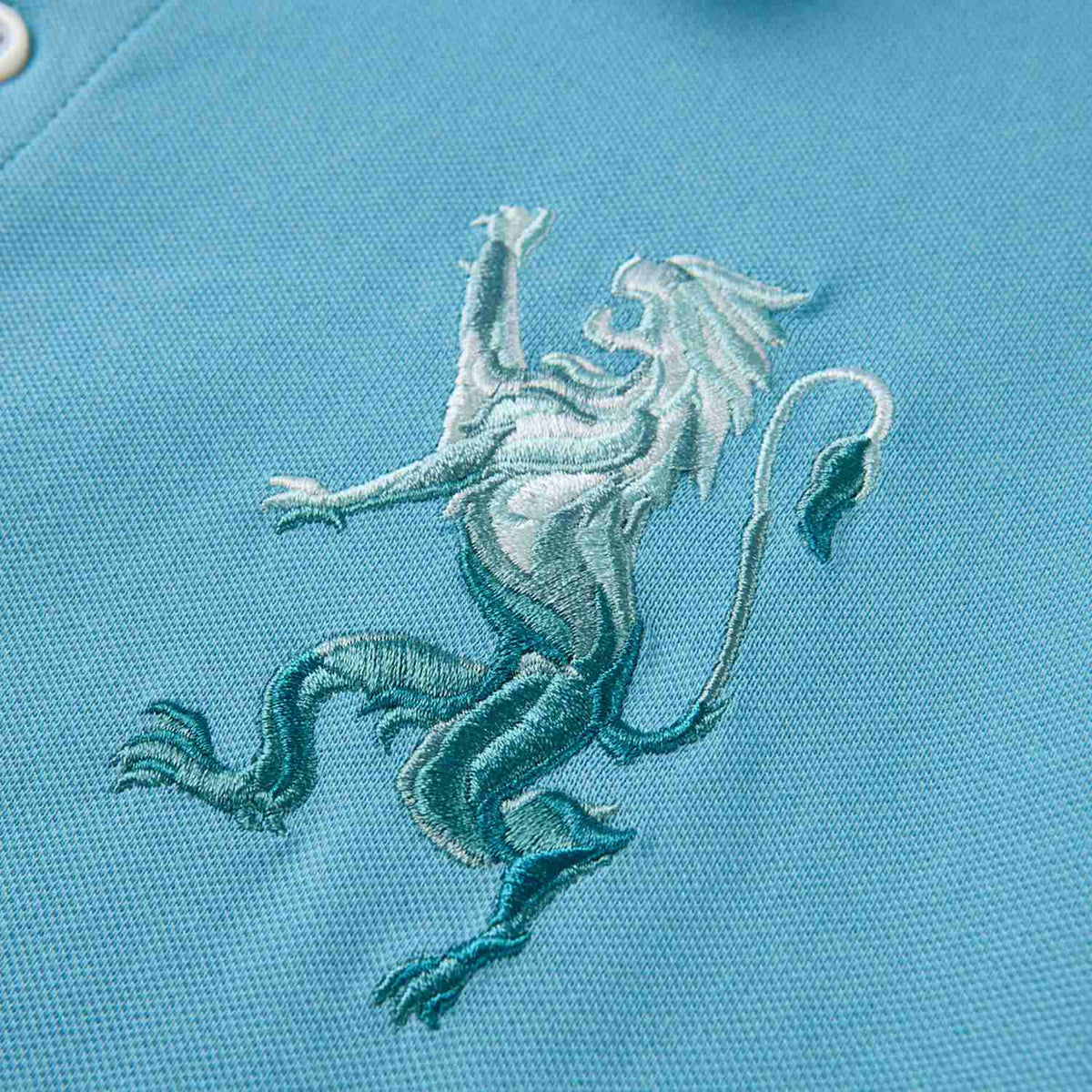 Men's Slim Fit 3D Lion Embroidery Lycra Pique Polo - Image 9