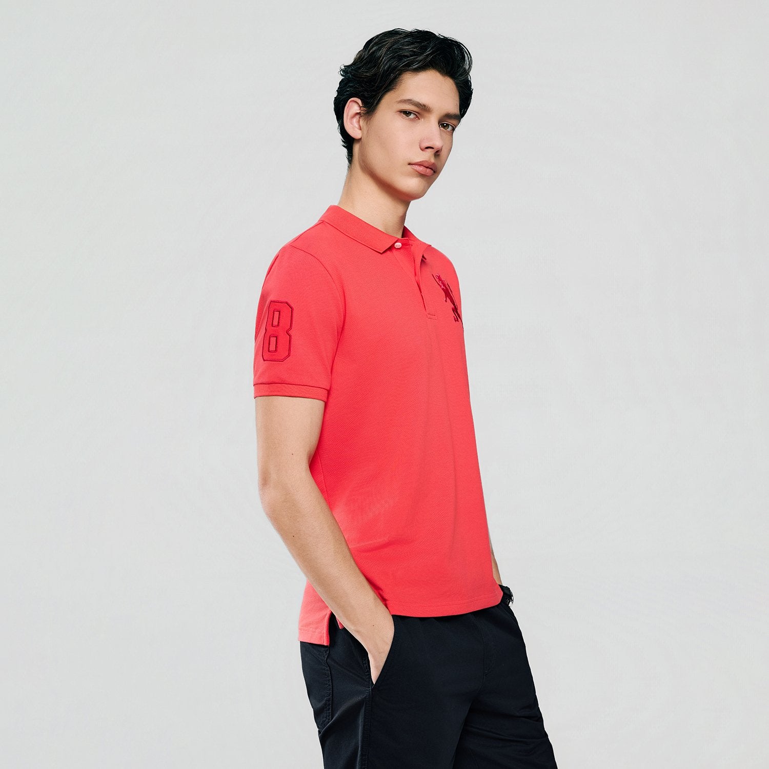 Men's Slim Fit 3D Lion Embroidery Lycra Pique Polo - Image 4