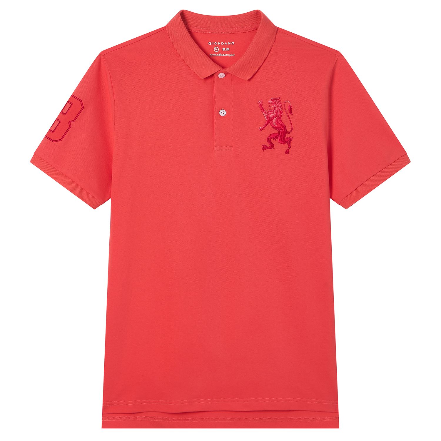 Men's Slim Fit 3D Lion Embroidery Lycra Pique Polo - Image 6
