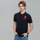 Men's Slim Fit 3D Lion Embroidery Lycra Pique Polo - Image 3