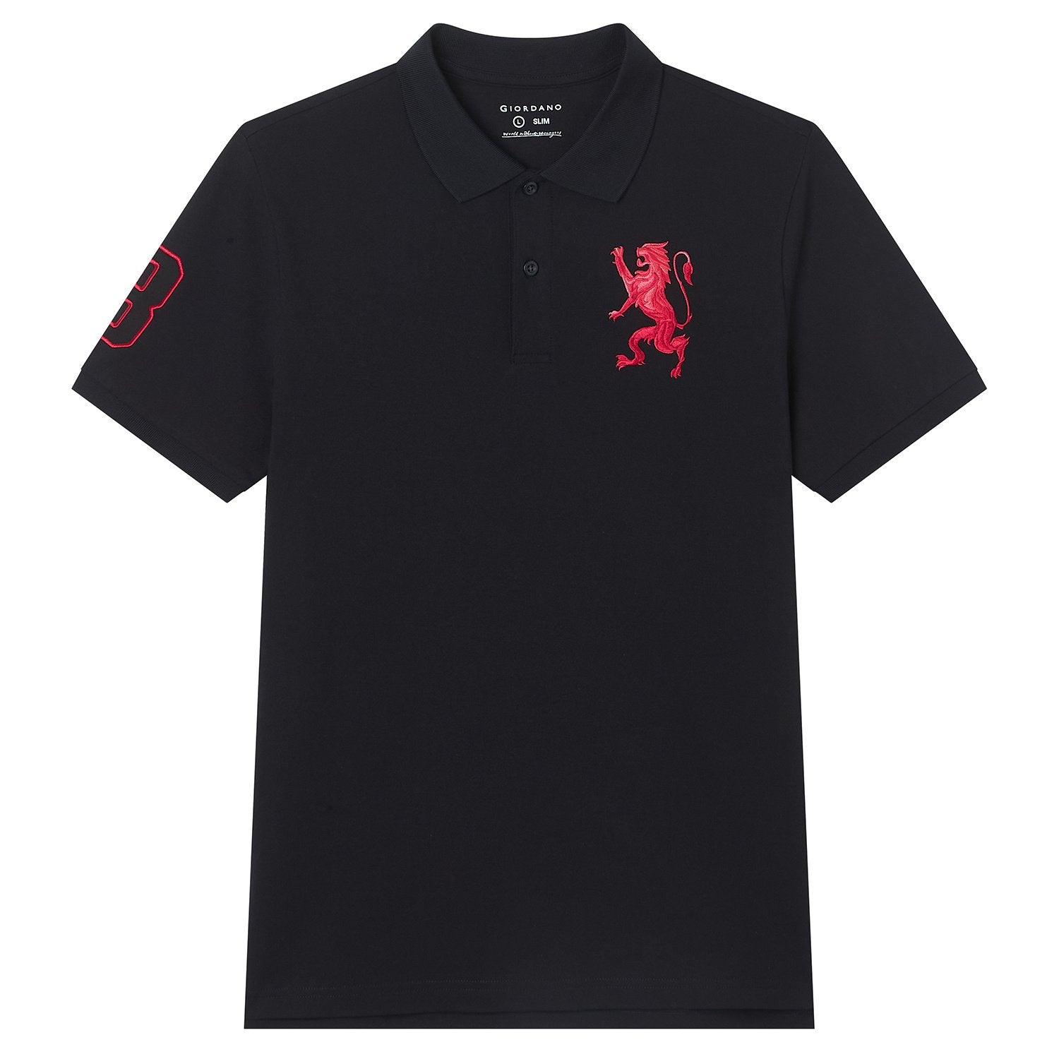 Men's Slim Fit 3D Lion Embroidery Lycra Pique Polo - Image 6