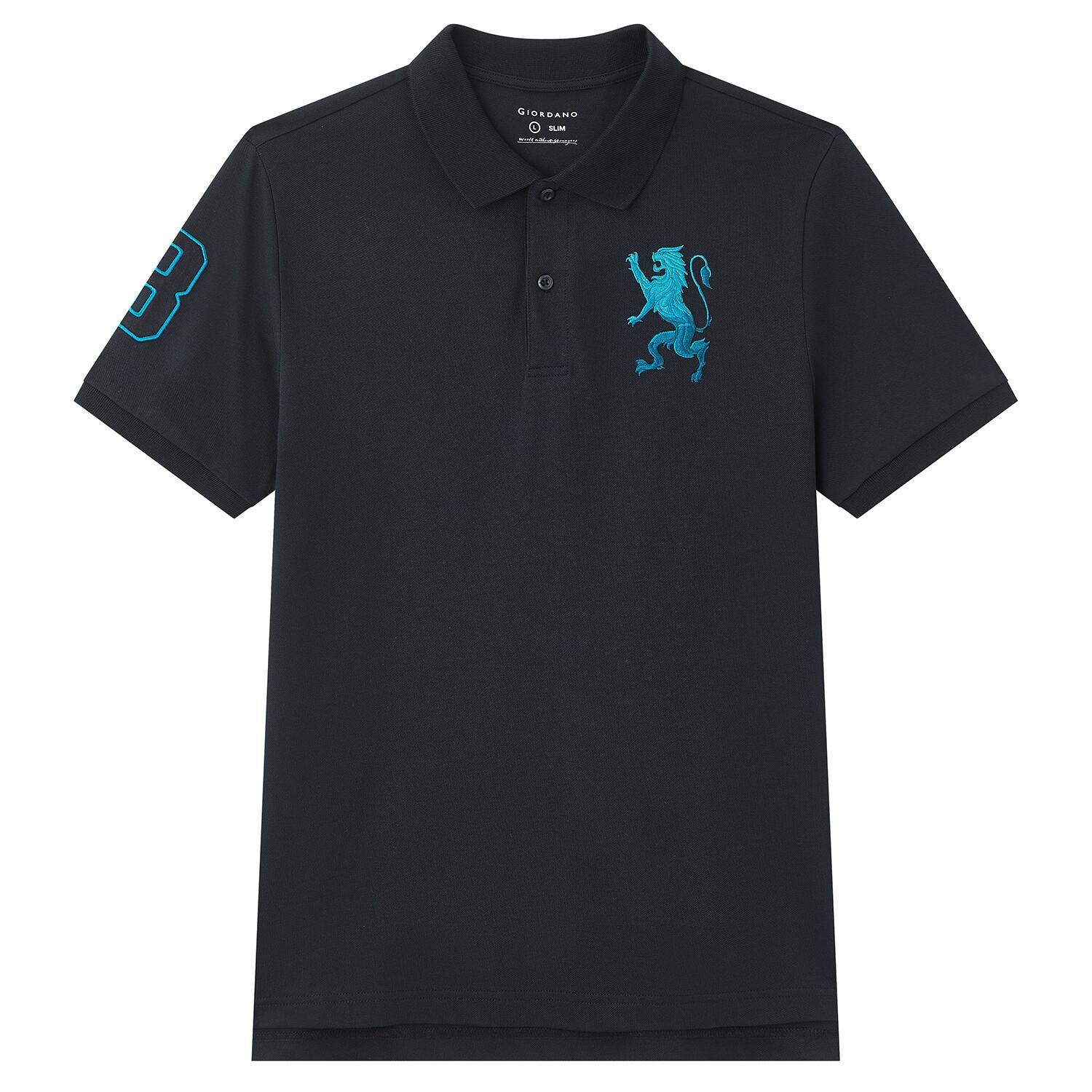 Men's Slim Fit 3D Lion Embroidery Lycra Pique Polo - Image 6