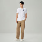 Men's Slim Fit 3D Lion Embroidery Lycra Pique Polo - Image 1