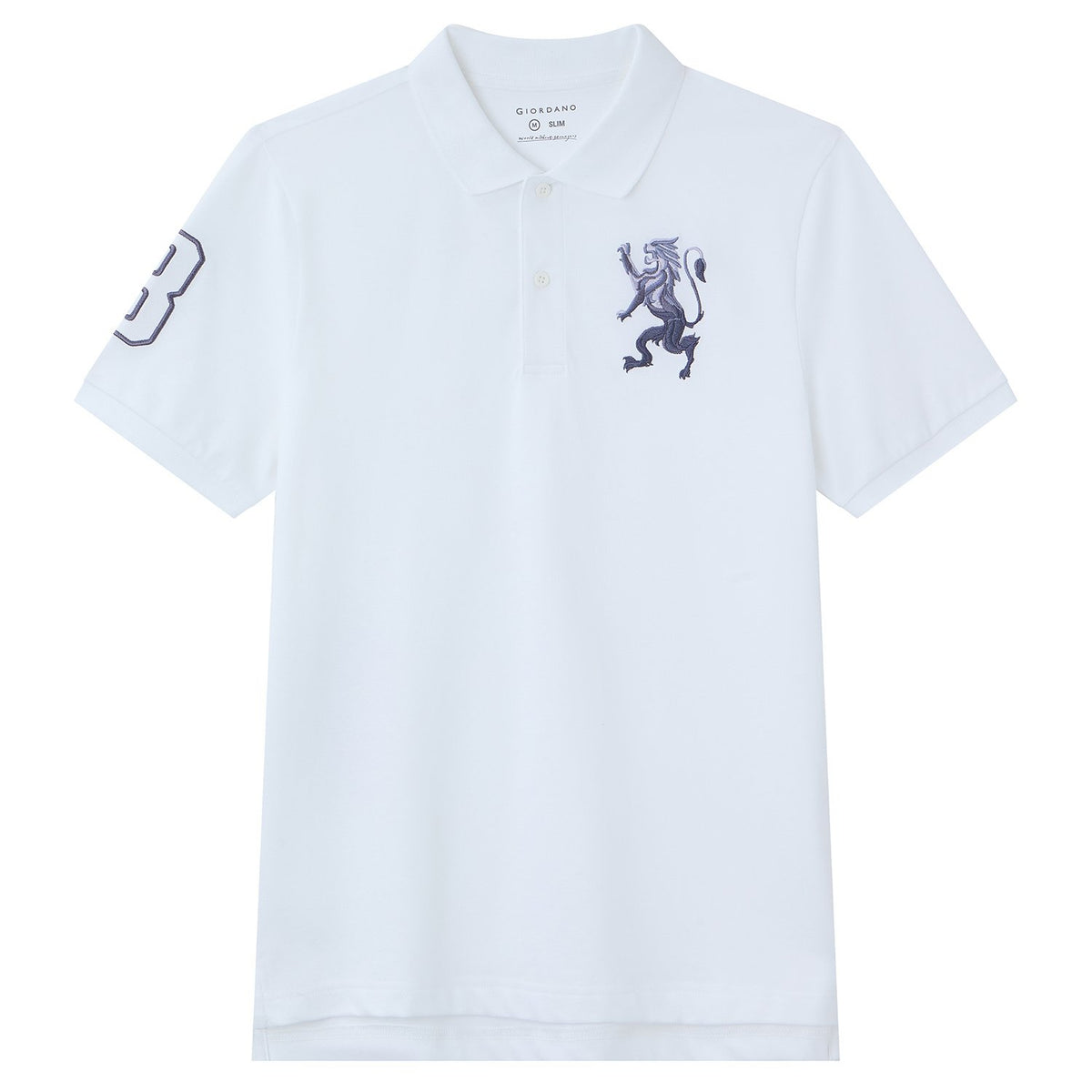 Men's Slim Fit 3D Lion Embroidery Lycra Pique Polo - Image 6