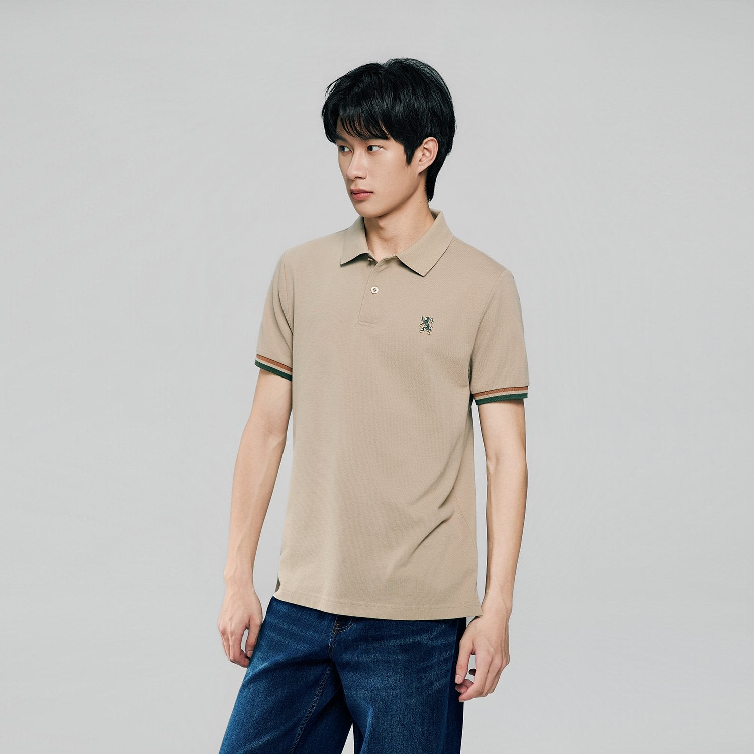 Men's Slim Fit  Embroidery Solid Polo - Image 4