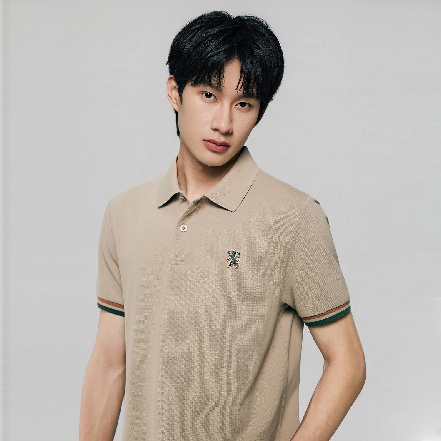 Men's Slim Fit  Embroidery Solid Polo - Image 5