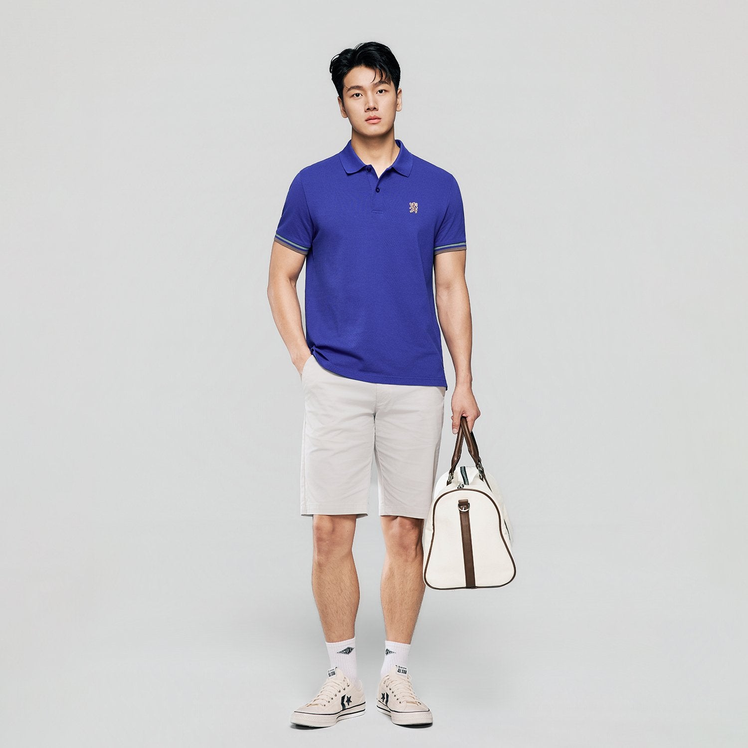 Men's Slim Fit  Embroidery Solid Polo - Image 5