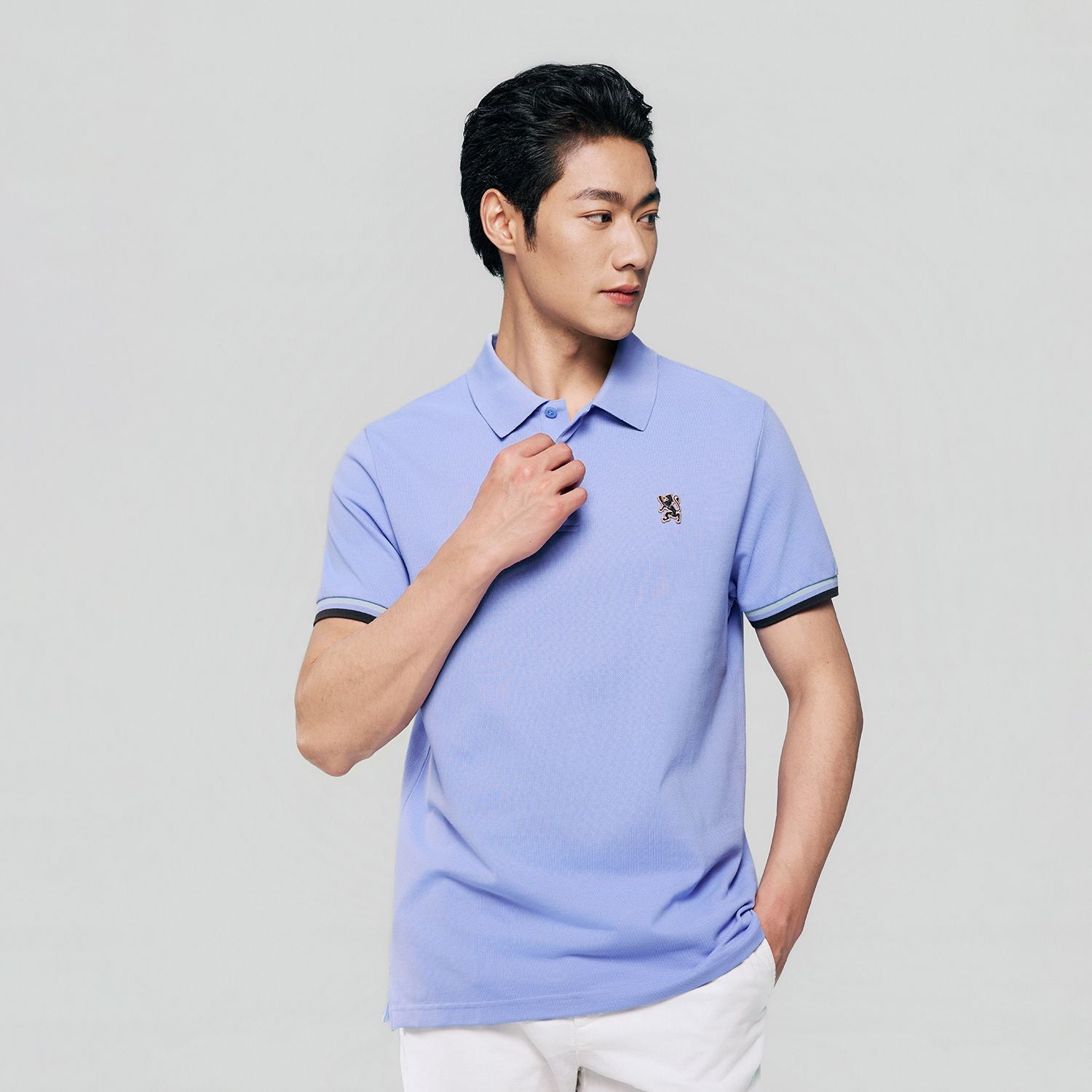 Men's Slim Fit  Embroidery Solid Polo - Image 2