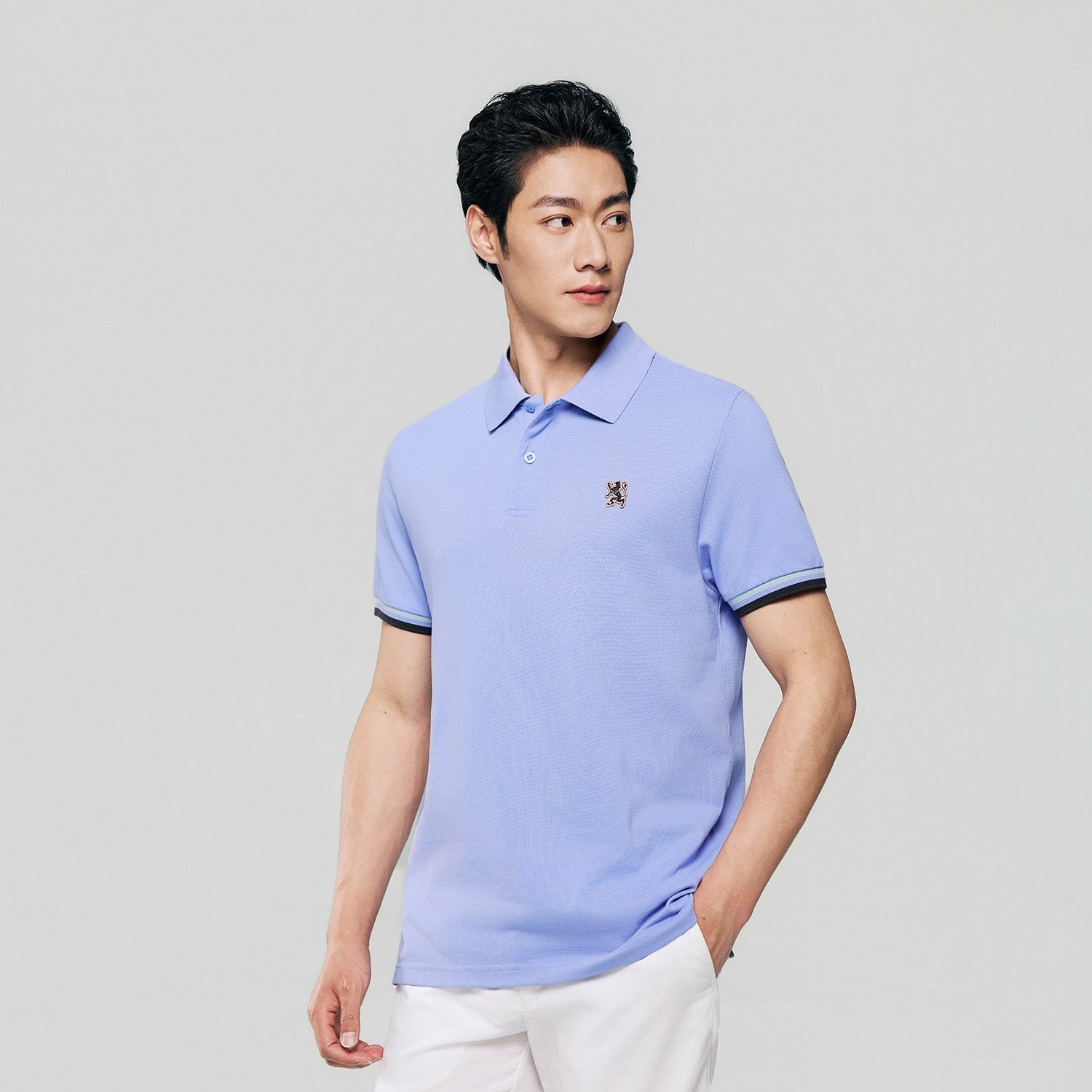 Men's Slim Fit  Embroidery Solid Polo - Image 3
