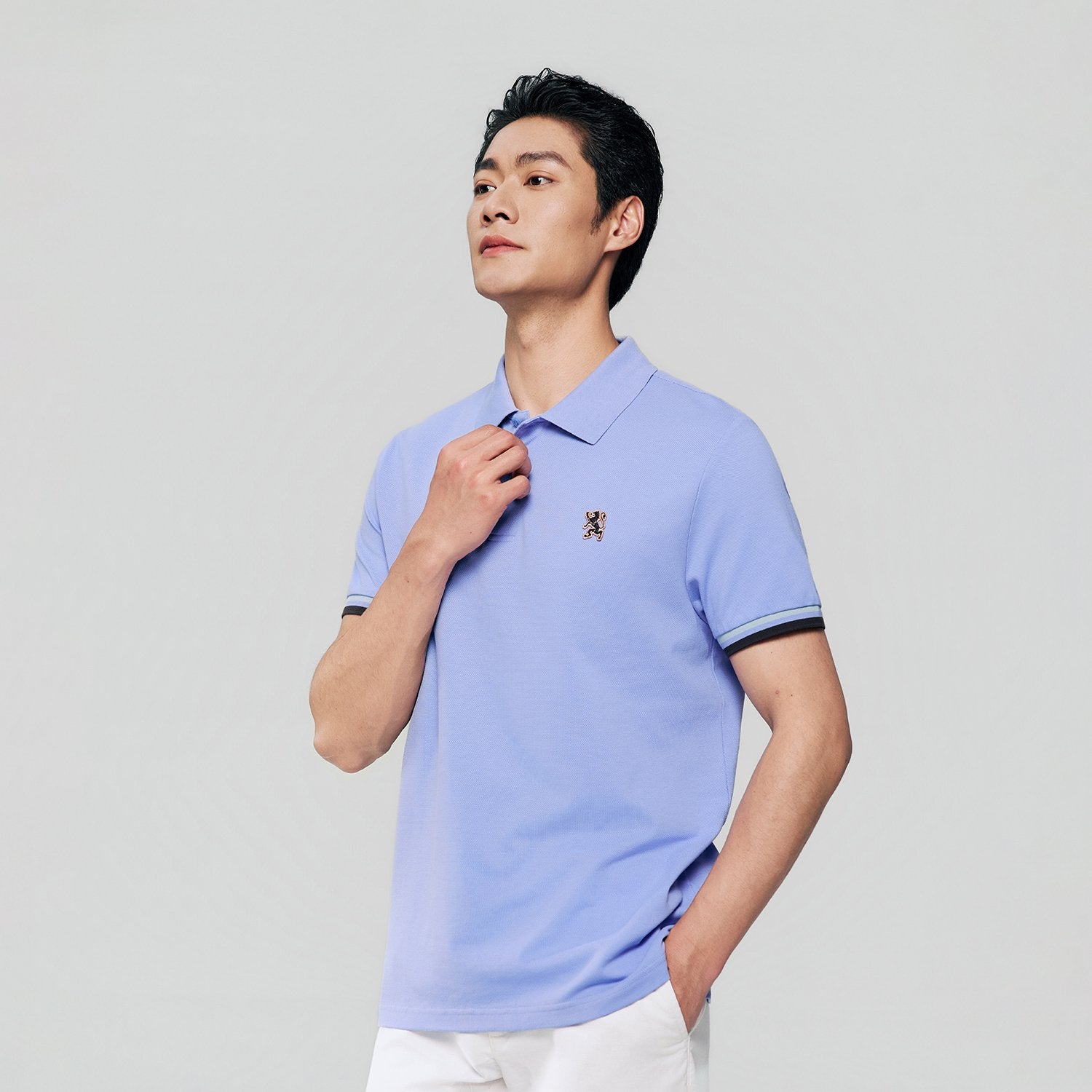 Men's Slim Fit  Embroidery Solid Polo - Image 4