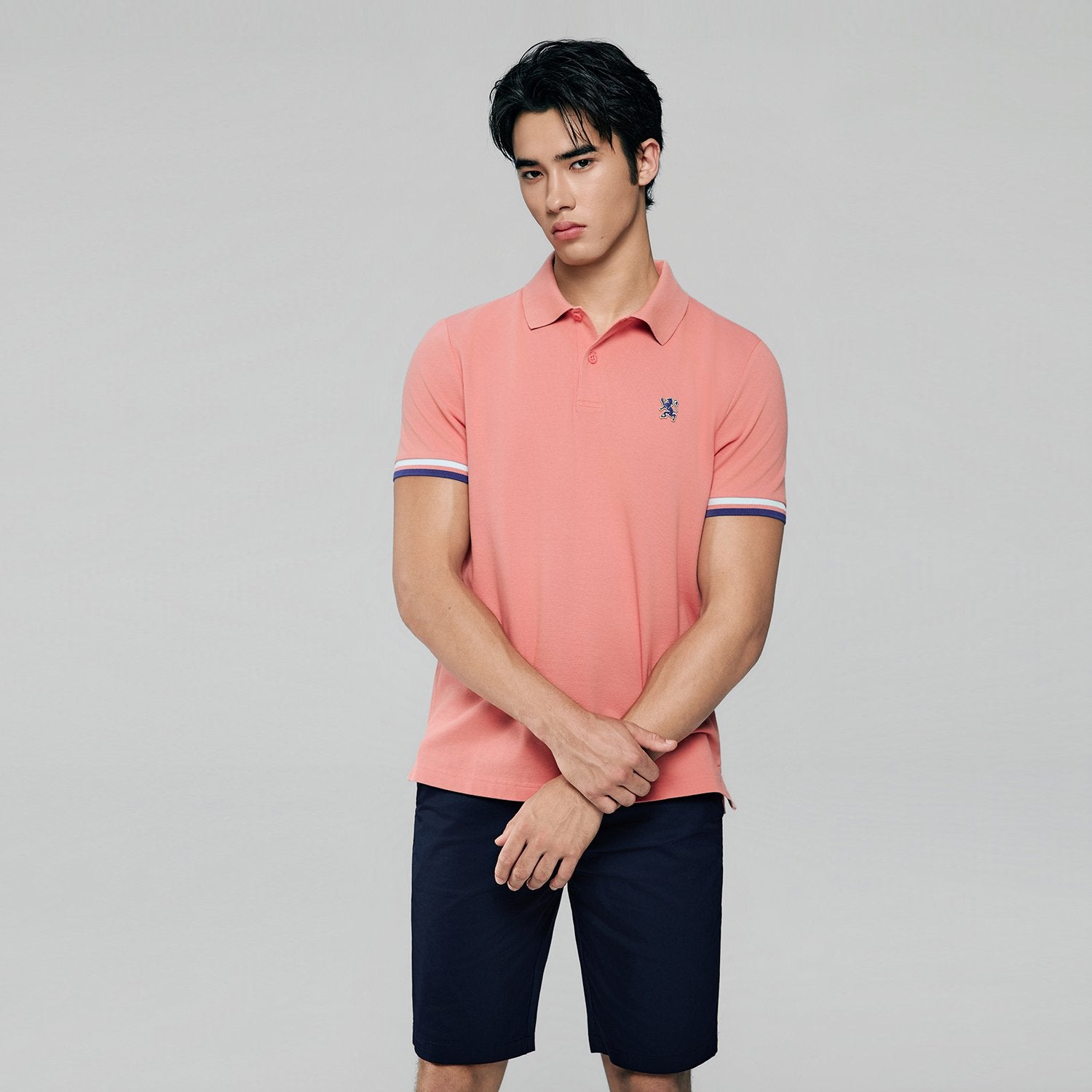 Men's Slim Fit  Embroidery Solid Polo - Image 2