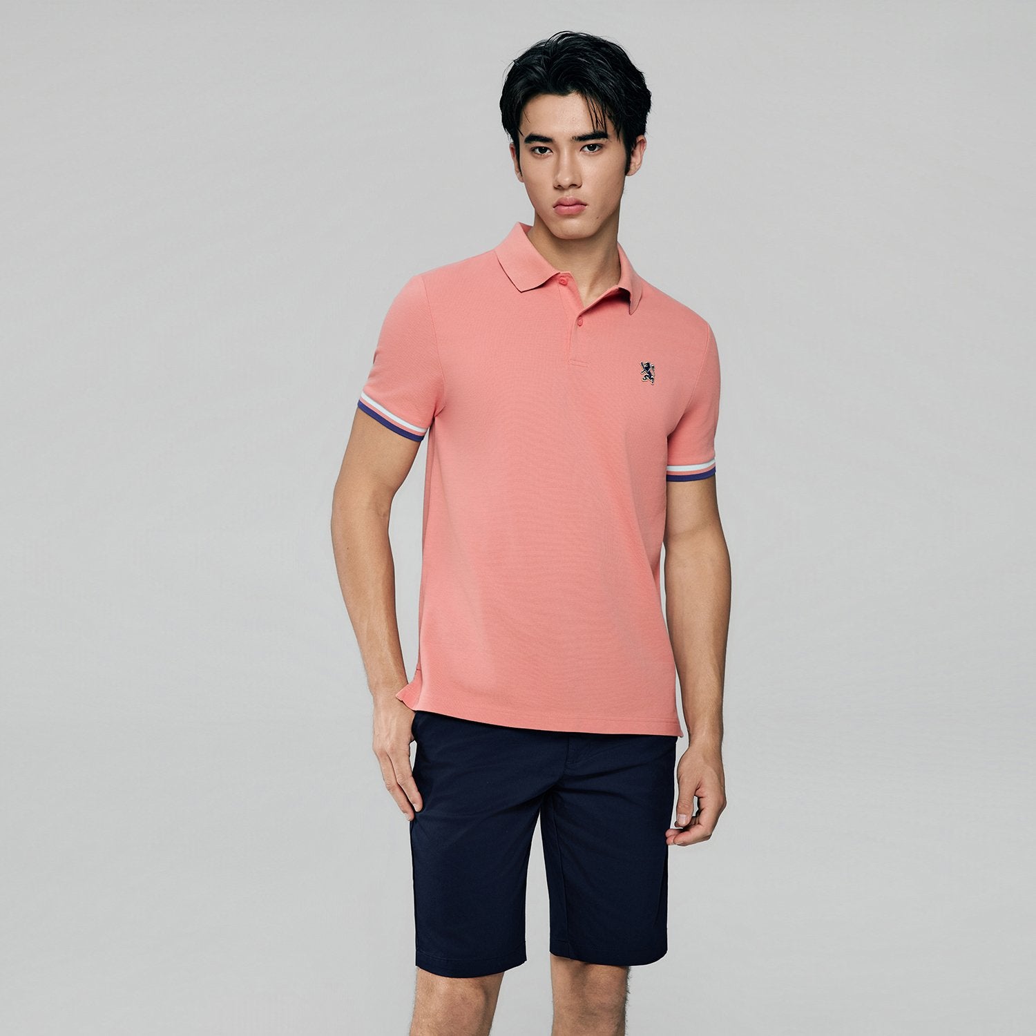 Men's Slim Fit  Embroidery Solid Polo - Image 3