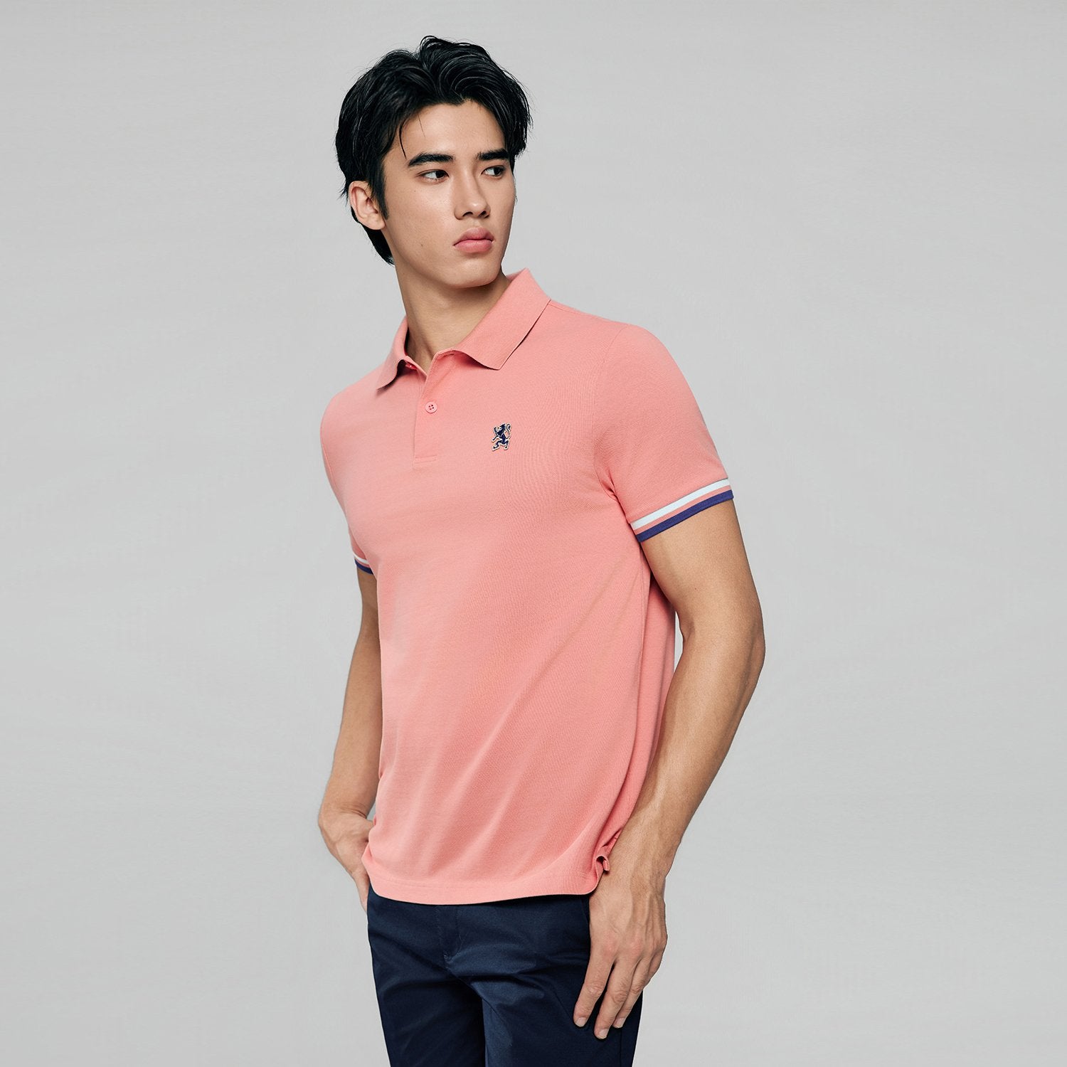 Men's Slim Fit  Embroidery Solid Polo - Image 4