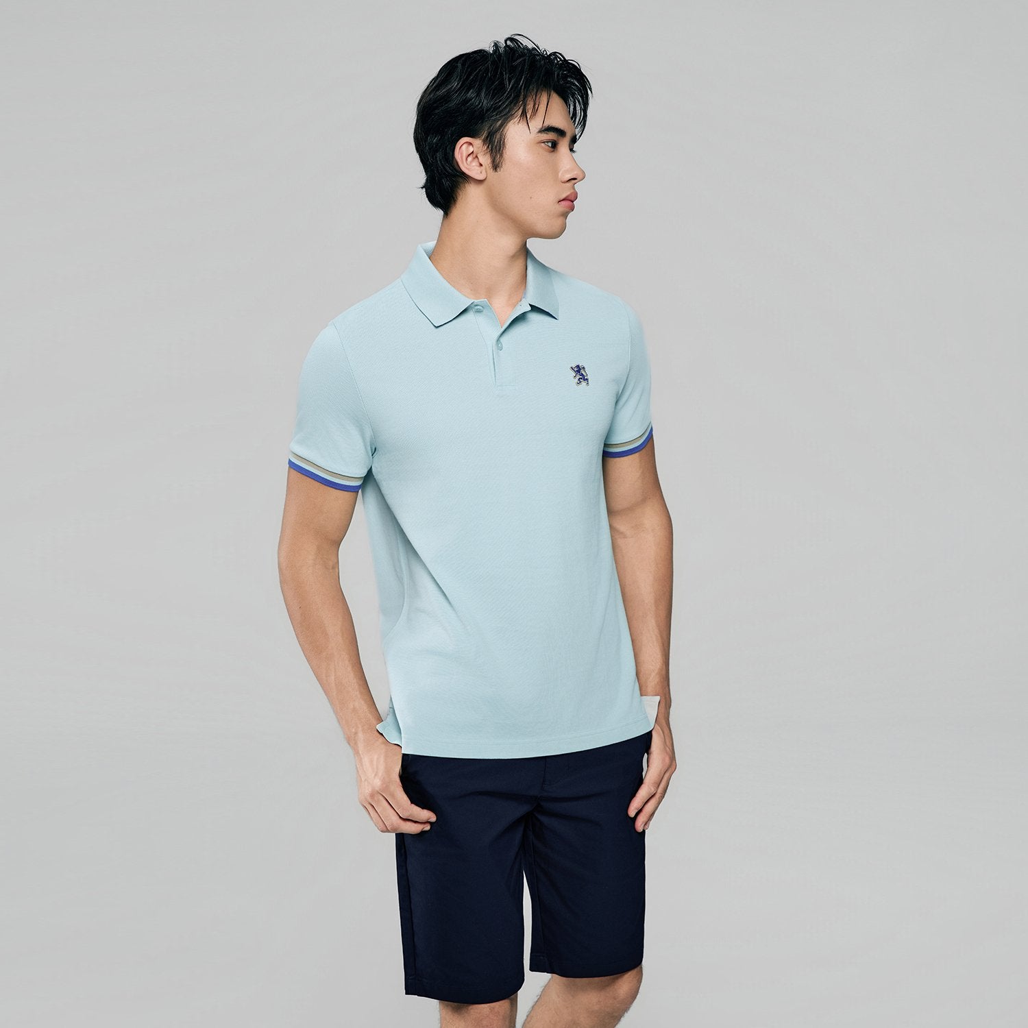 Men's Slim Fit  Embroidery Solid Polo - Image 3