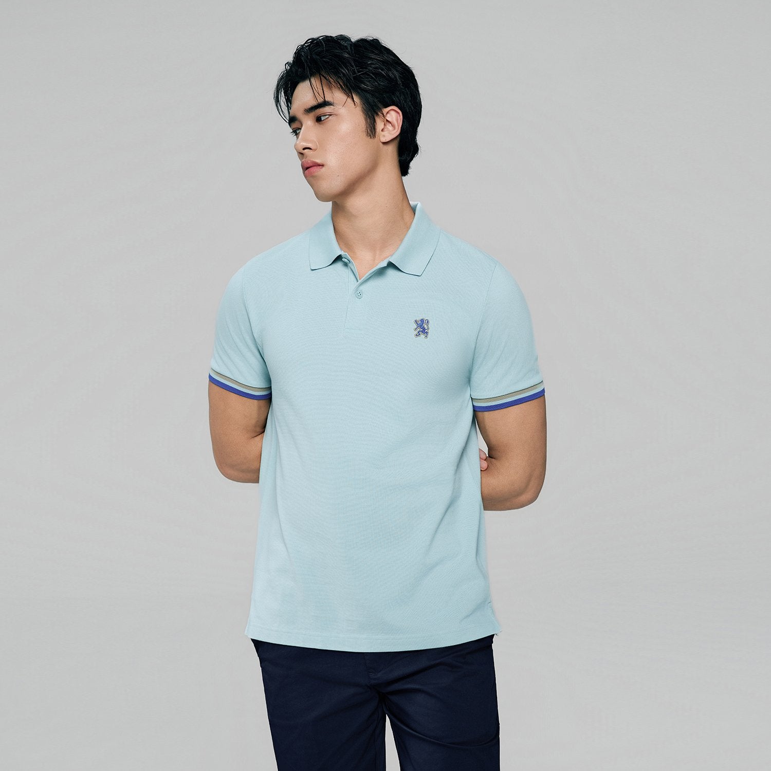 Men's Slim Fit  Embroidery Solid Polo - Image 4