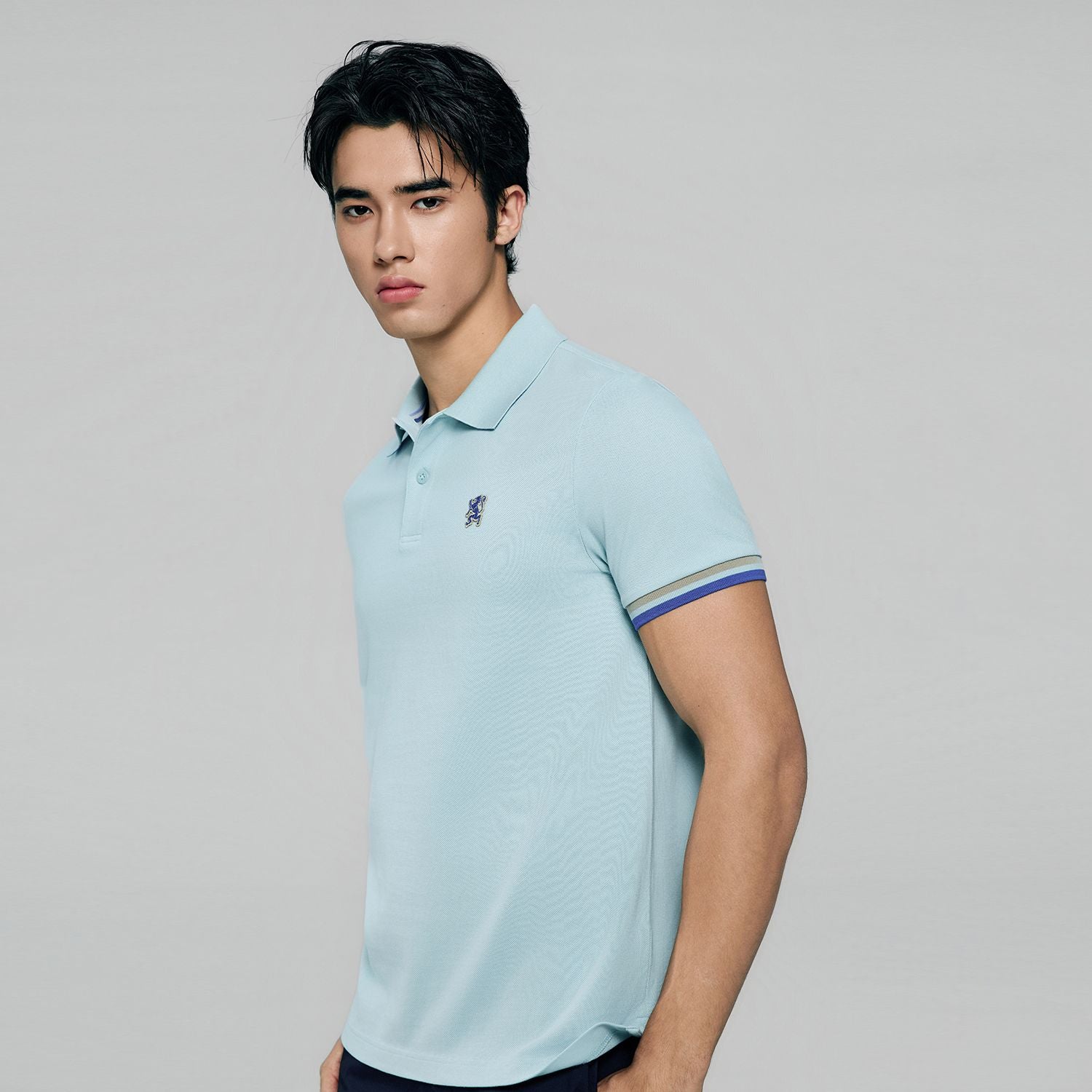 Men's Slim Fit  Embroidery Solid Polo - Image 5