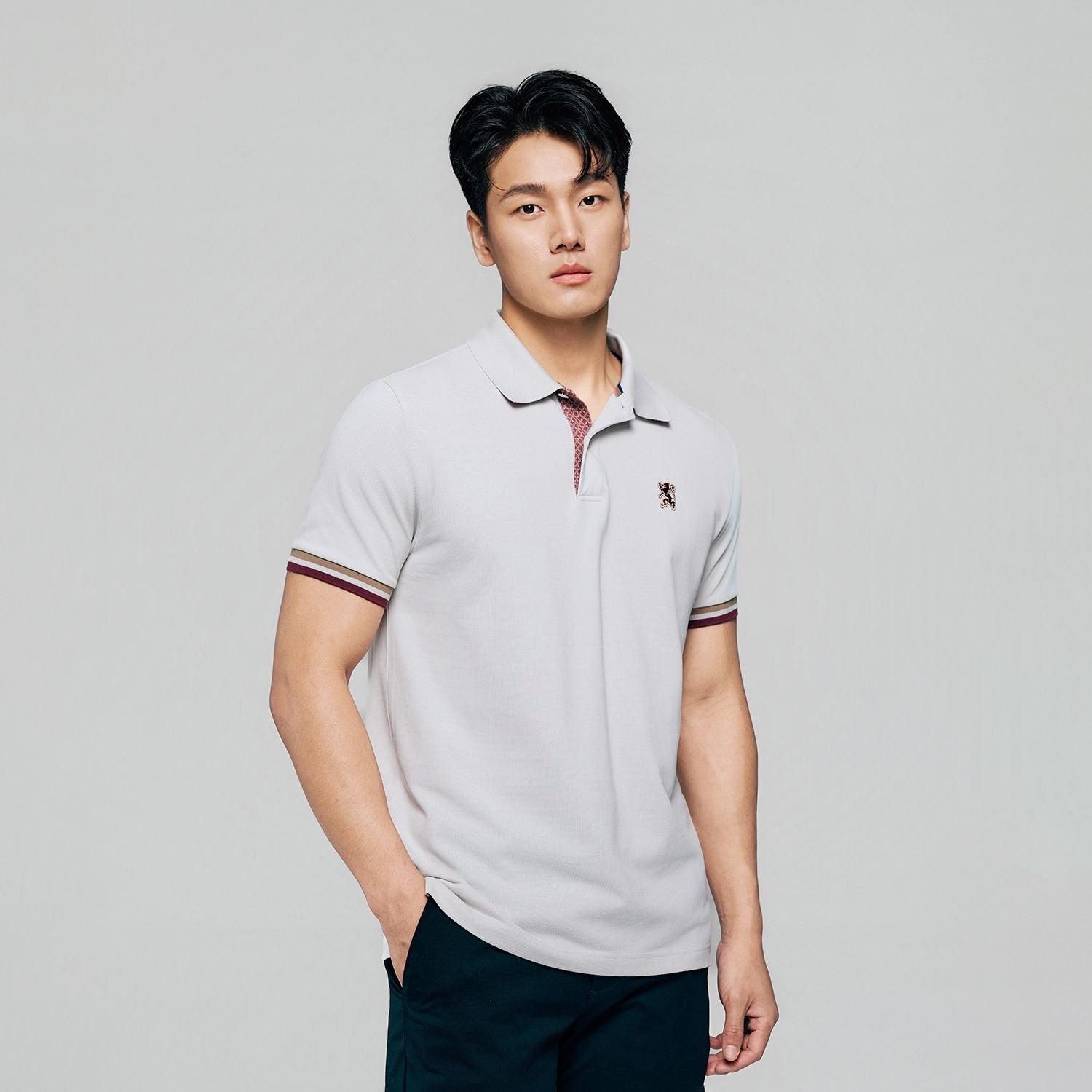Men's Slim Fit Embroidered Solid Polo - Image 1