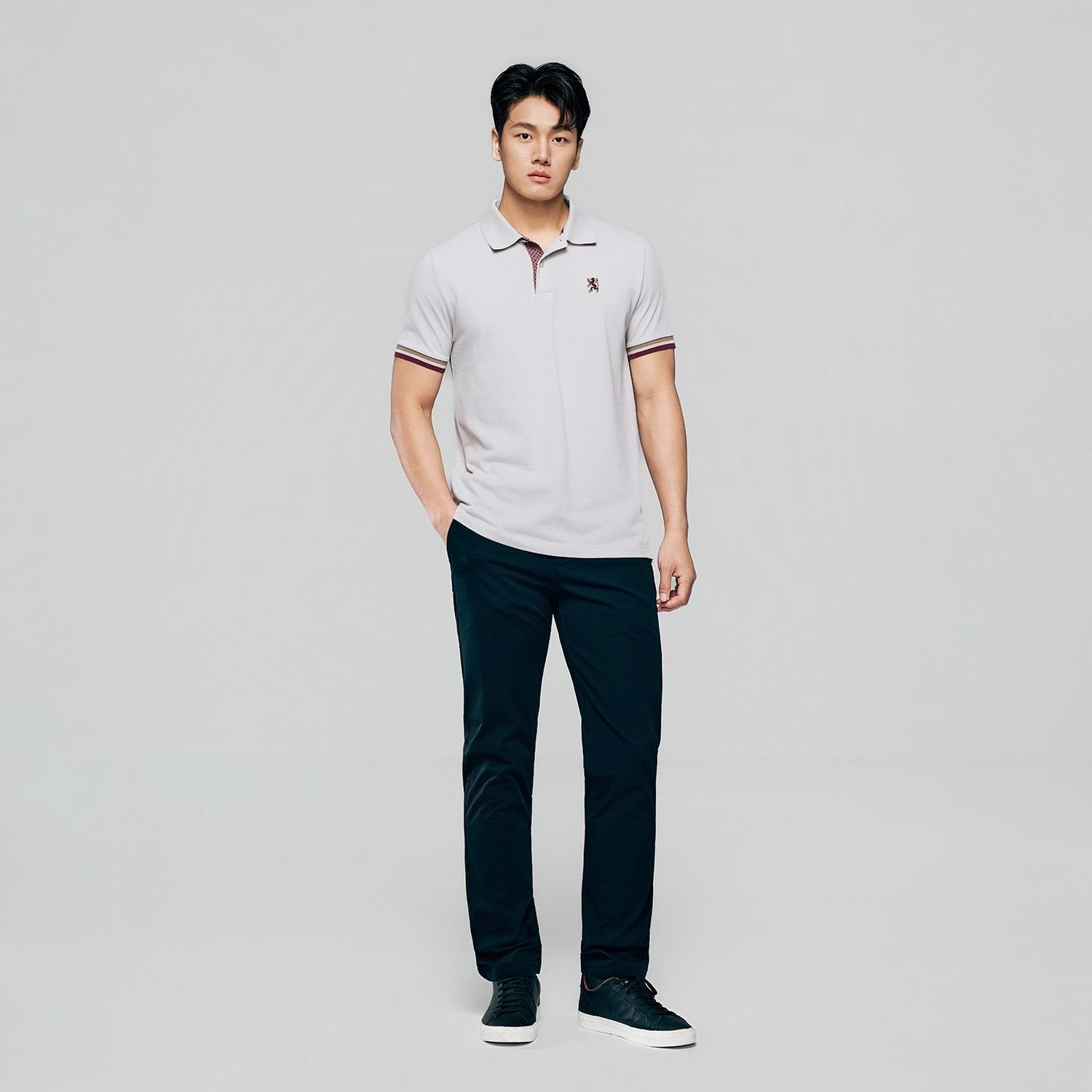 Men's Slim Fit Embroidered Solid Polo - Image 2