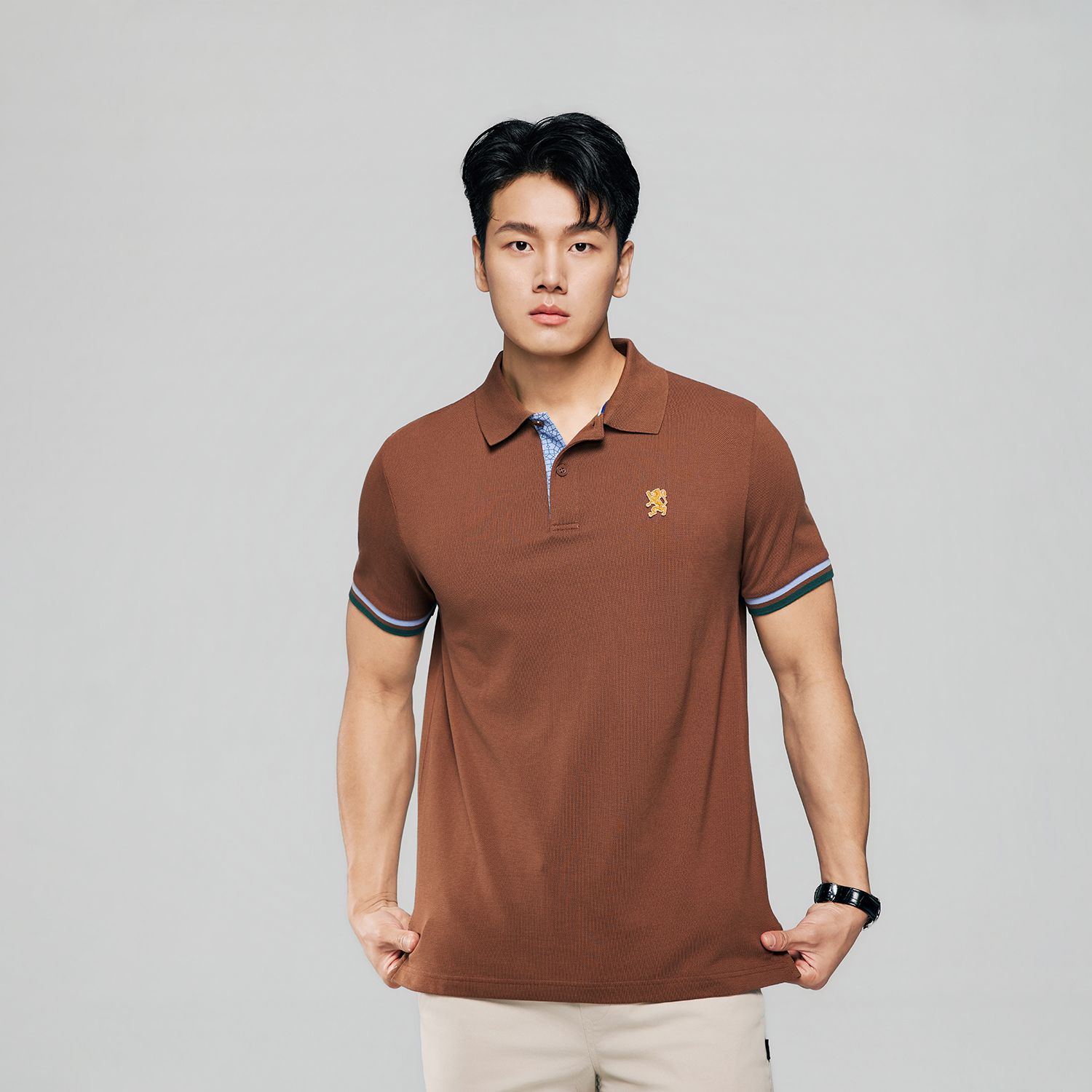 Men's Slim Fit Embroidered Solid Polo - Image 3